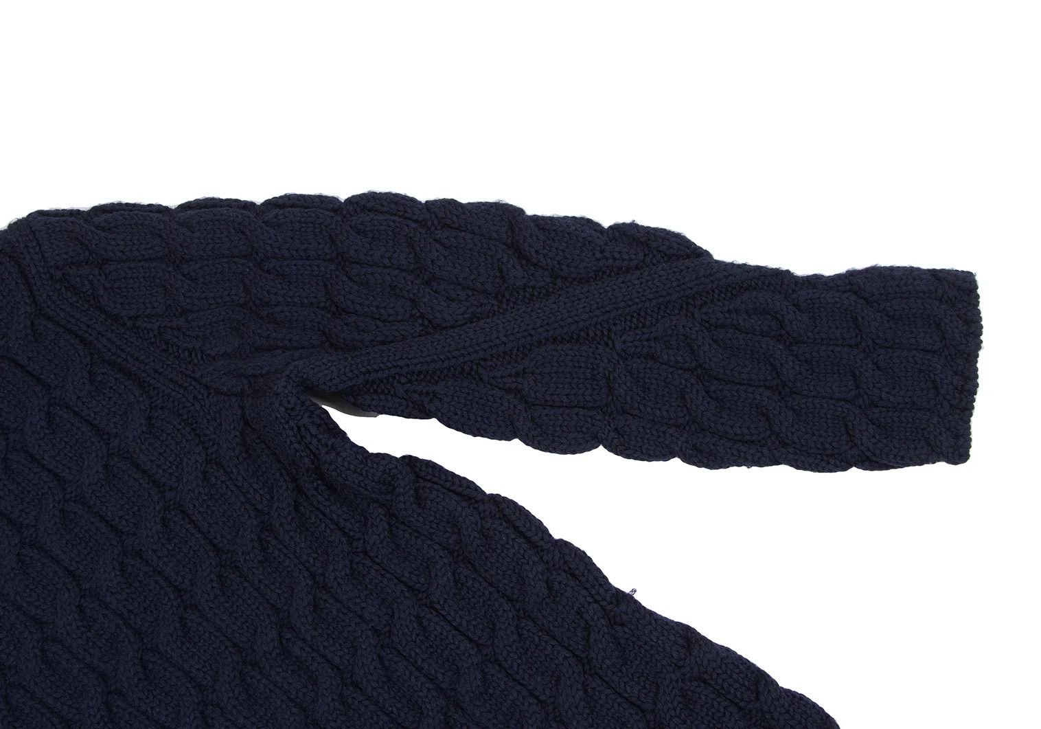 Comme des Garcons Homme Plus Wool Bias Cut Cable Knit Sweater in Navy, Size M Size US M / EU 48-50 / 2 - 4 Thumbnail