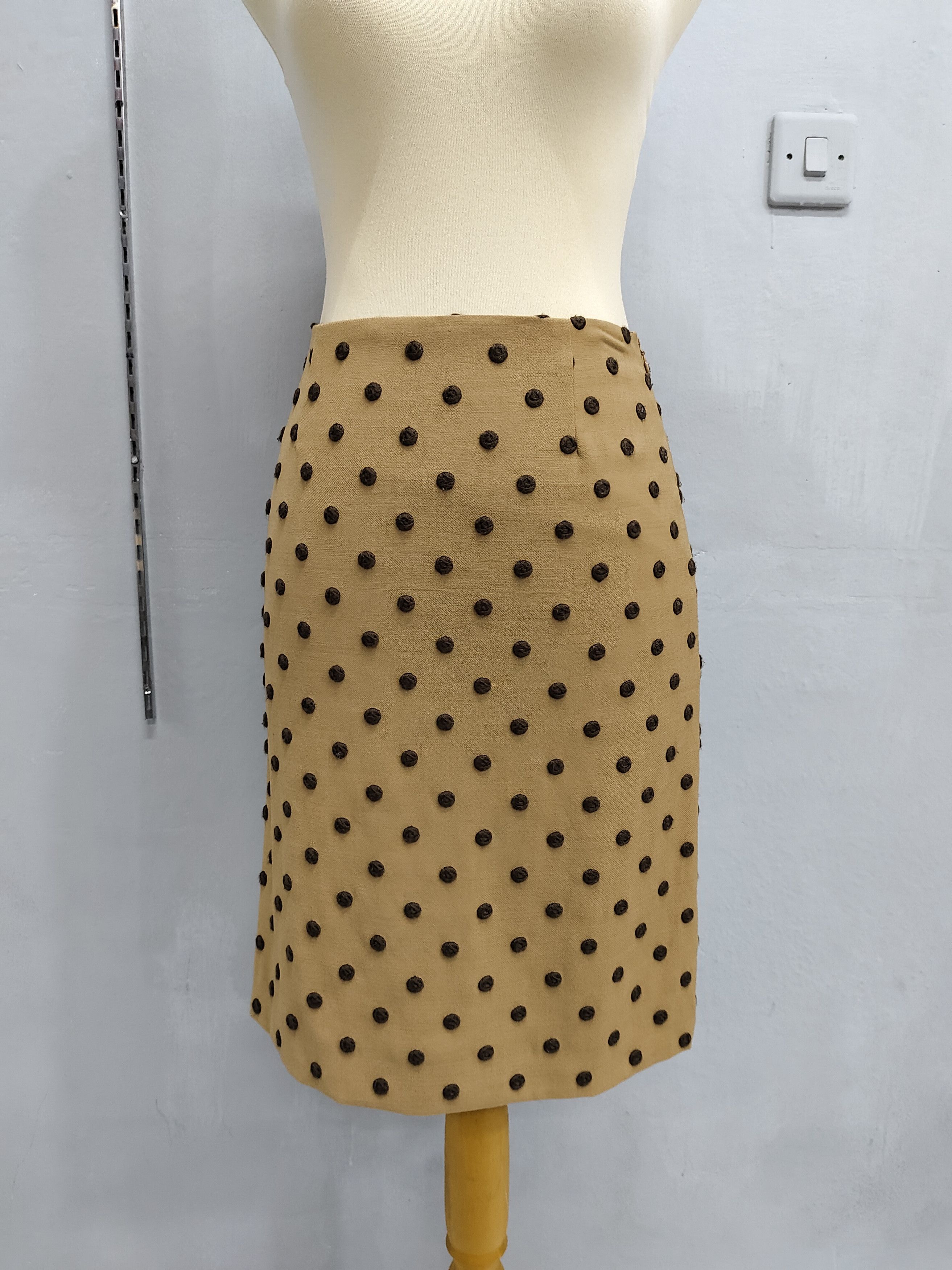 Moschino 🇮🇹 Vtg Moschino Cheapandchic Textured Polkadot Wool Skirt Size 28" / US 6 / IT 42 - 2 Thumbnail