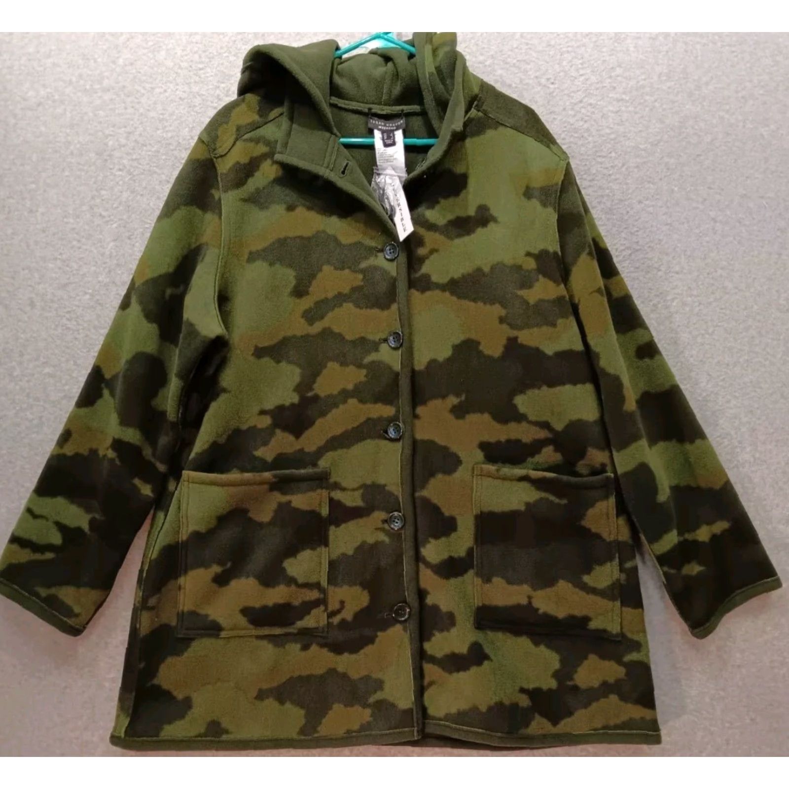 Vintage Susan Graver Weekend Reversible Fleece Jacket Womens L Reversible Camouflage Green NWT Jacket Size L / US 10 / IT 46 - 6 Thumbnail