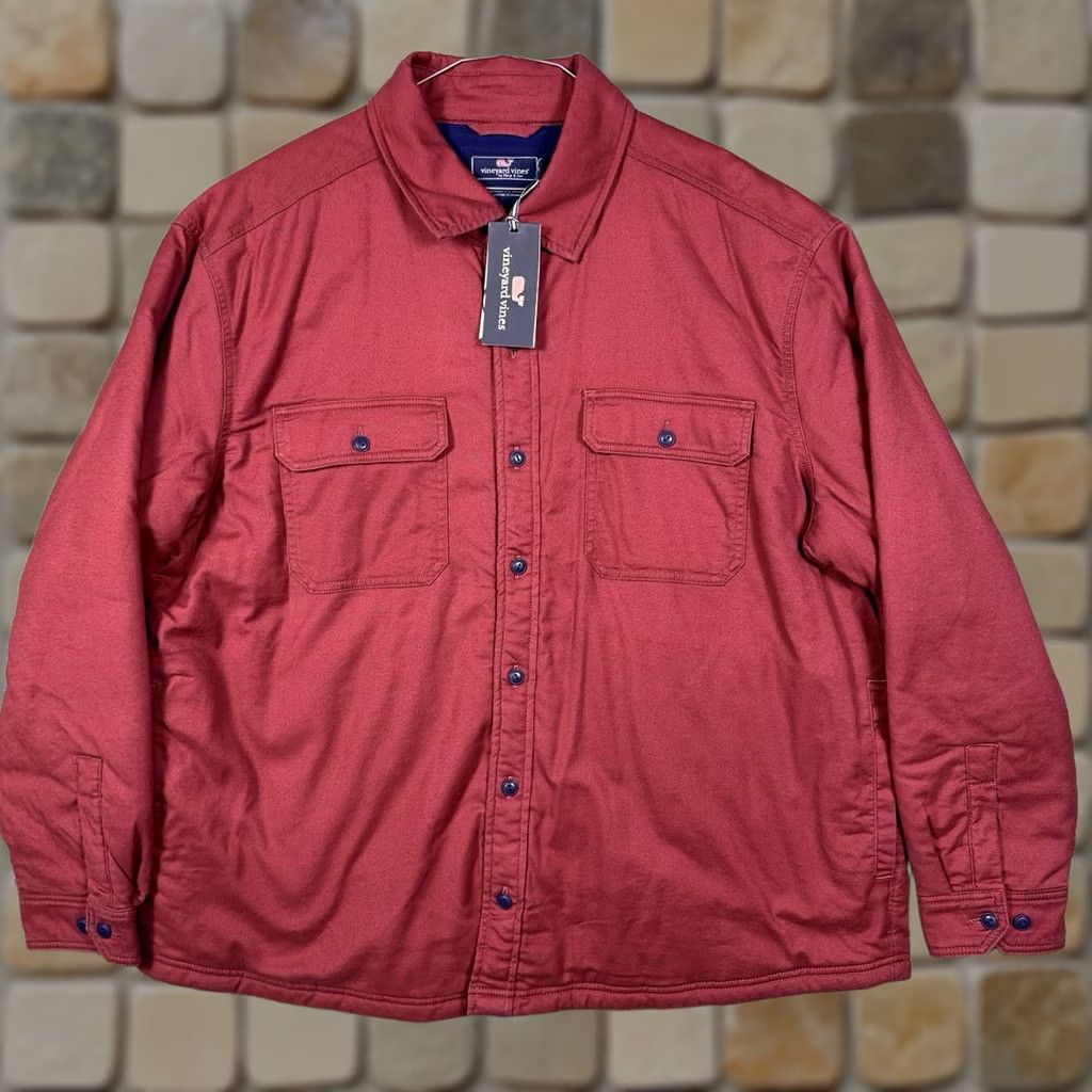 Vineyard Vines Vineyard Vines Jacket Mens 2XL Slopeside Overshirt Flannel Shacket - Red - Cotton - Mid-Length Size US XXL / EU 58 / 5 - 1 Thumbnail