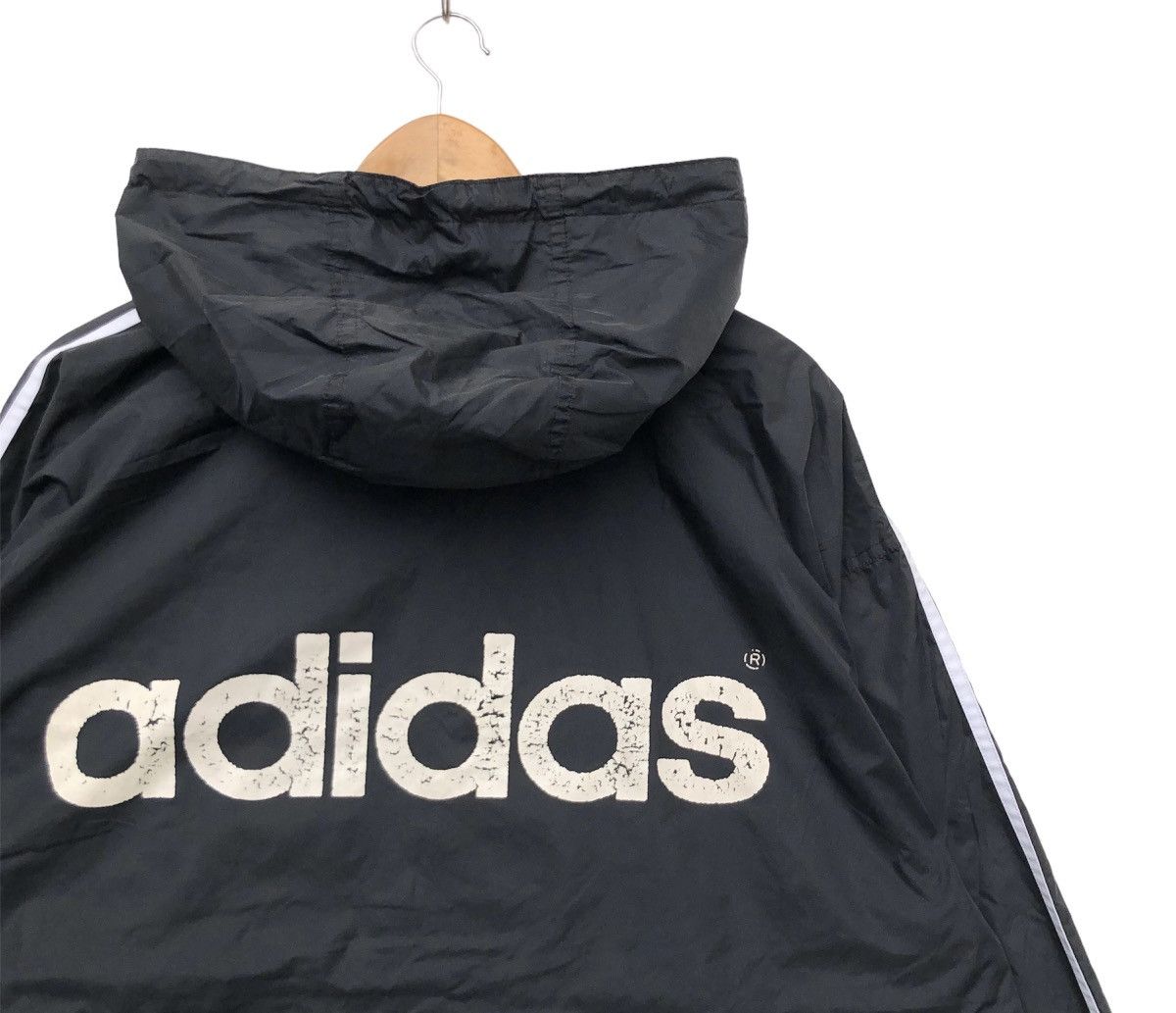 Vintage Vintage 90s Adidas Trefoil Big Logo Hoodie Winbreaker | Hype Size US XL / EU 56 / 4 - 7 Thumbnail