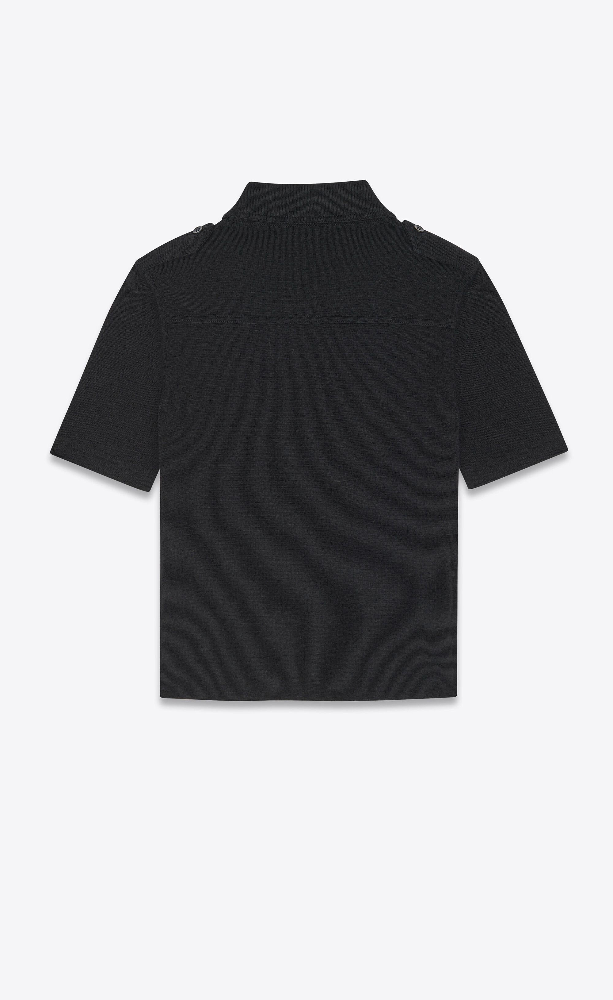 Saint Laurent Paris o1tp1o0125 Polo Shirt In Wool And Cotton in Black Size S / US 4 / IT 40 - 2 Thumbnail