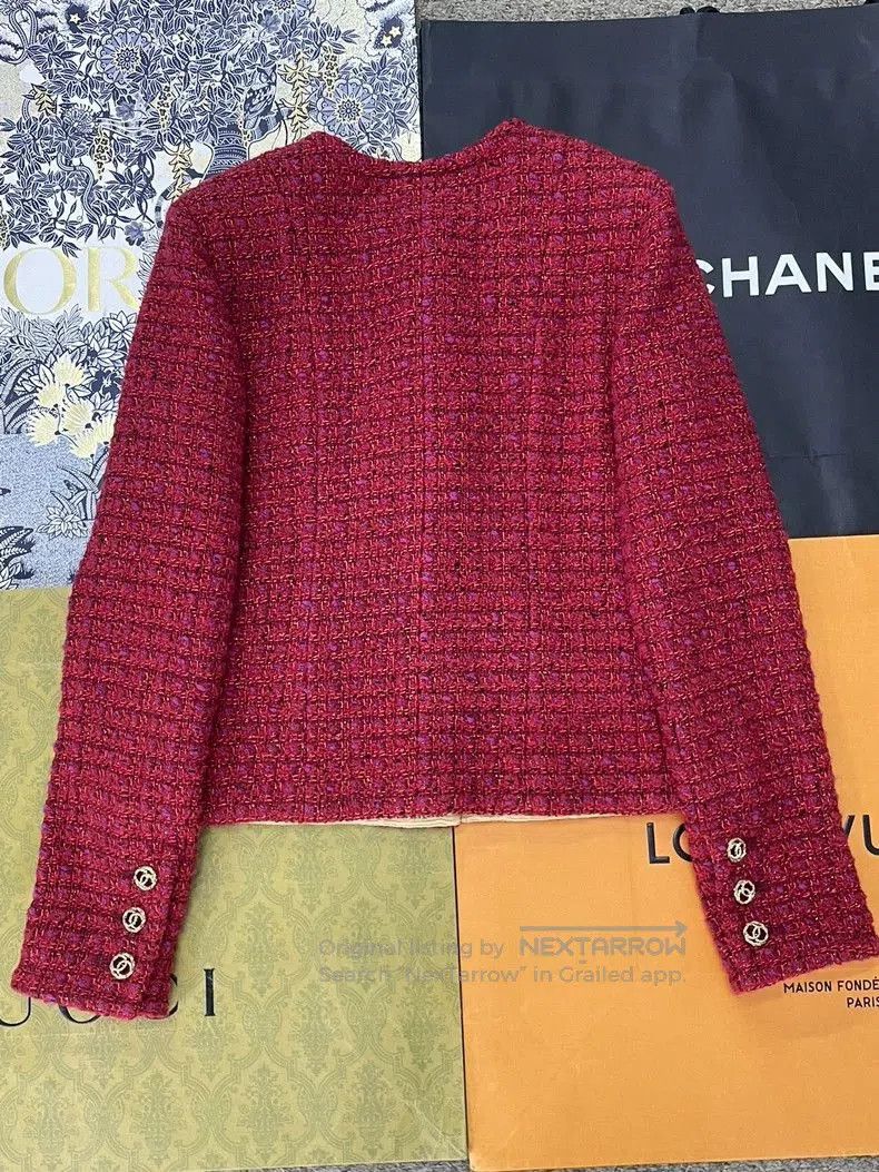 Chanel Chanel 23B Red Gold Button Jacket. Size US M / EU 48-50 / 2 - 3 Thumbnail