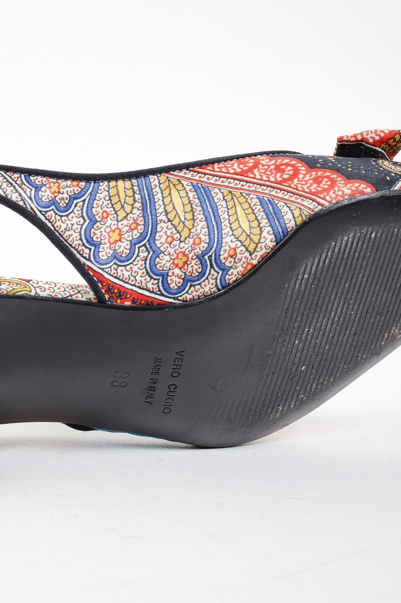 Dolce & Gabbana Patchwork Print Cameo Slingback Heels
