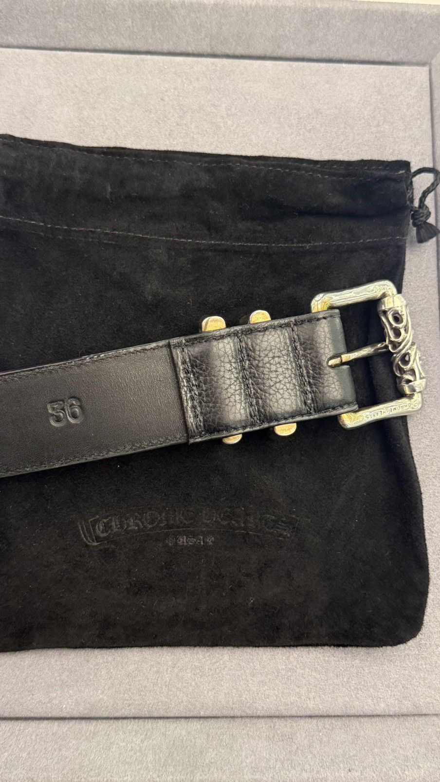 Chrome Hearts Chrome Hearts Black Leather Roller Belt RARE Size 36 Size 36 - 6 Thumbnail