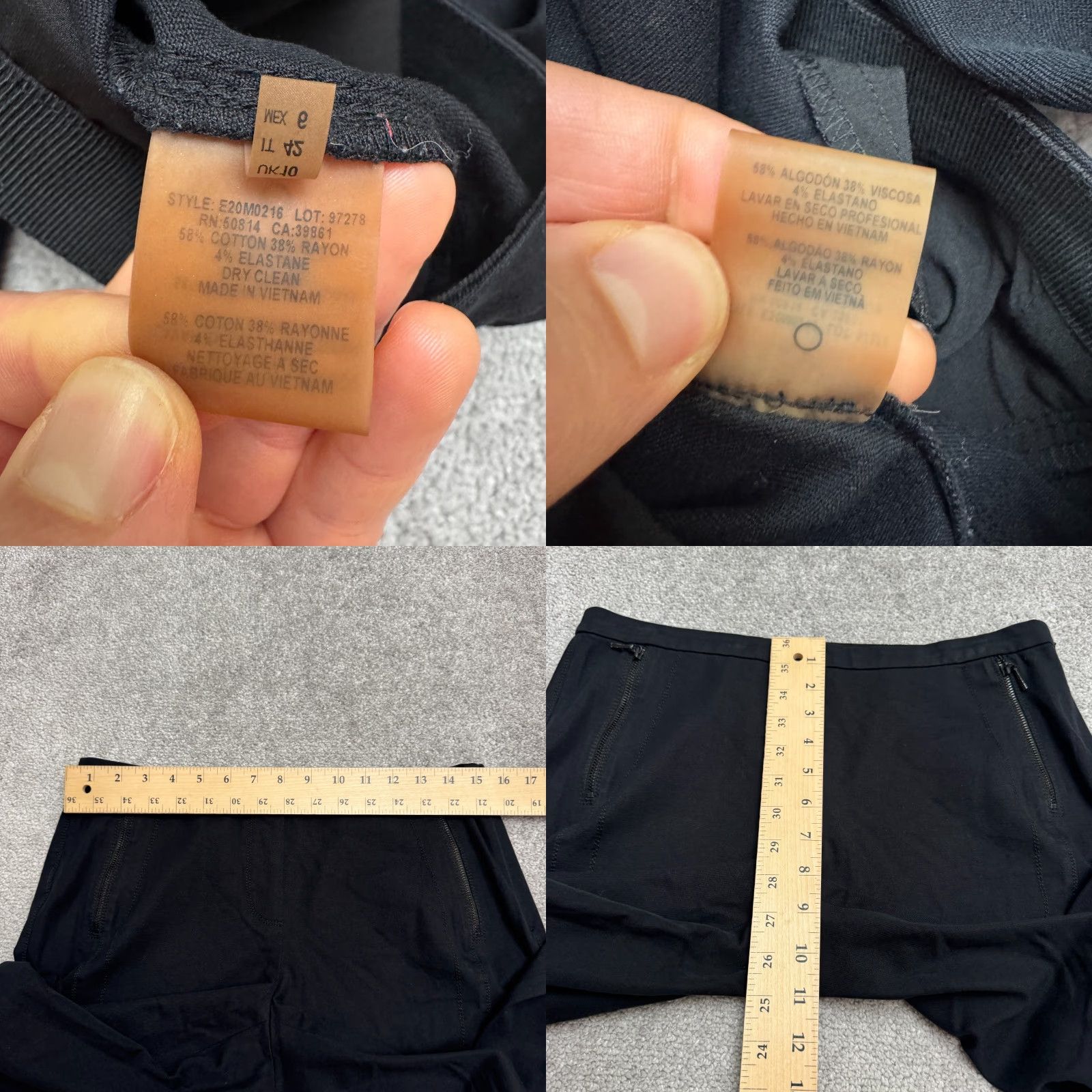 Elie Tahari Elie Tahari Cotton Mid Rise Trouser Pants Womens 6 Black Straight Leg Stretch Size 28" / US 6 / IT 42 - 8 Thumbnail