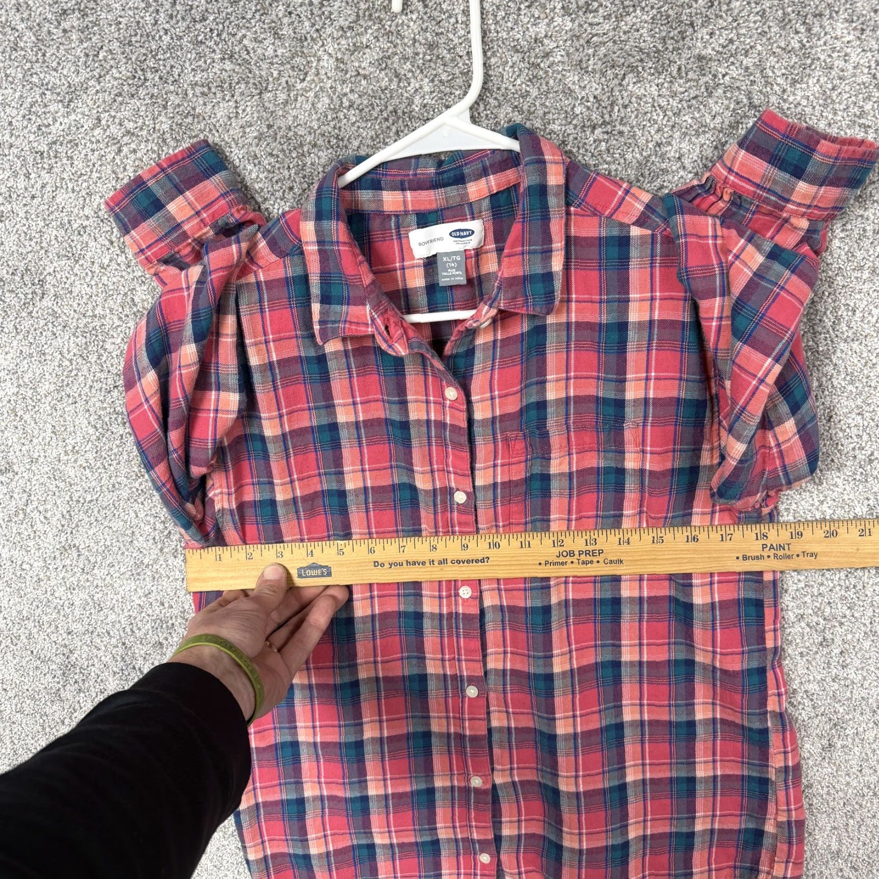 Old Navy Old Navy Boyfriend Shirt Womens XL Plus Pink Blue Plaid Flannel Grunge Normcore Shirt Size XL / US 12-14 / IT 48-50 - 4 Thumbnail