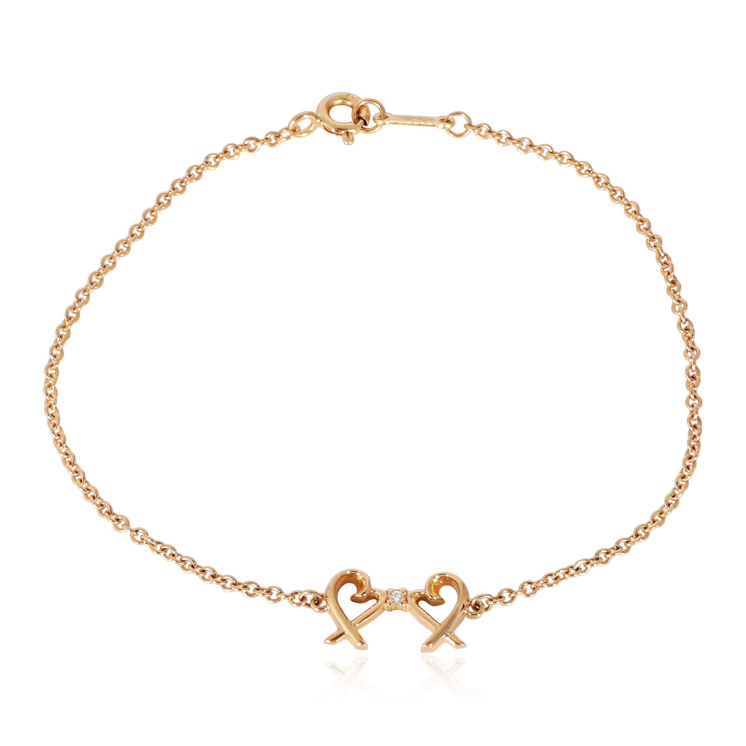 Tiffany & Co. Paloma Picasso Double Loving Heart Bracelet in 18K Rose Gold 0.01 CTW Size ONE SIZE - 1 Thumbnail