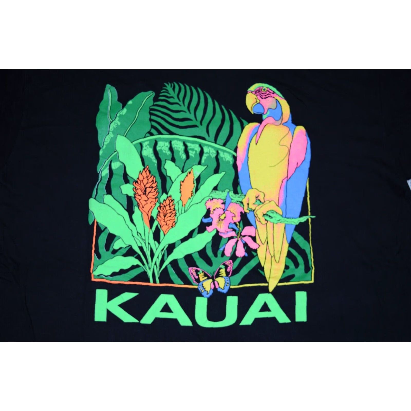 Vintage VINTAGE Poly Tees Hawaii T Shirt Unisex 3XL Black Graphic Tee 1990s Hawaii Neon Kauai Mens Womens Size US XXL / EU 58 / 5 - 2 Thumbnail