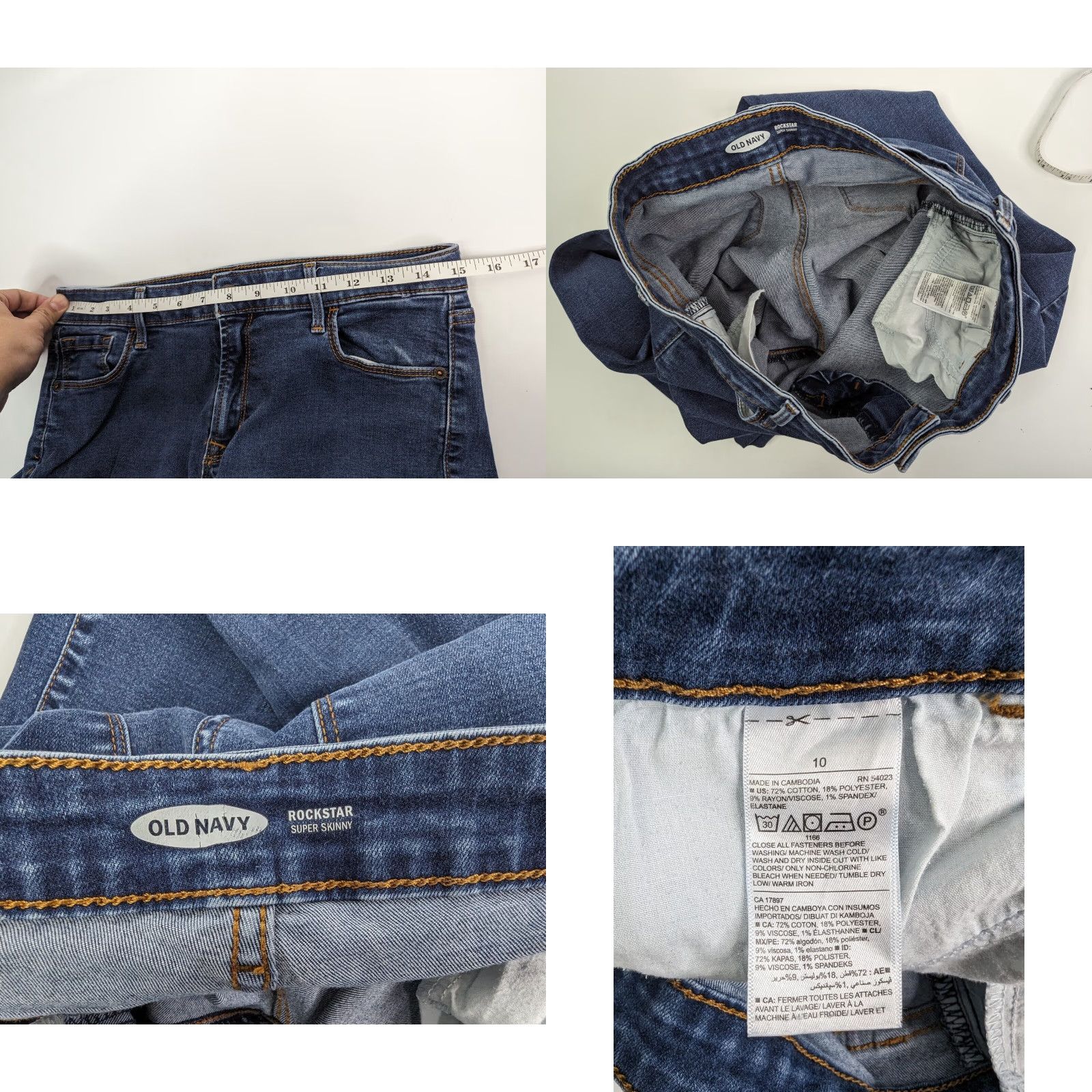 Old Navy Old Navy Rockstar Super Skinny Jeans - Dark Wash Stretch Women's 10 Jeans Size 32" / US 10 / IT 46 - 8 Thumbnail