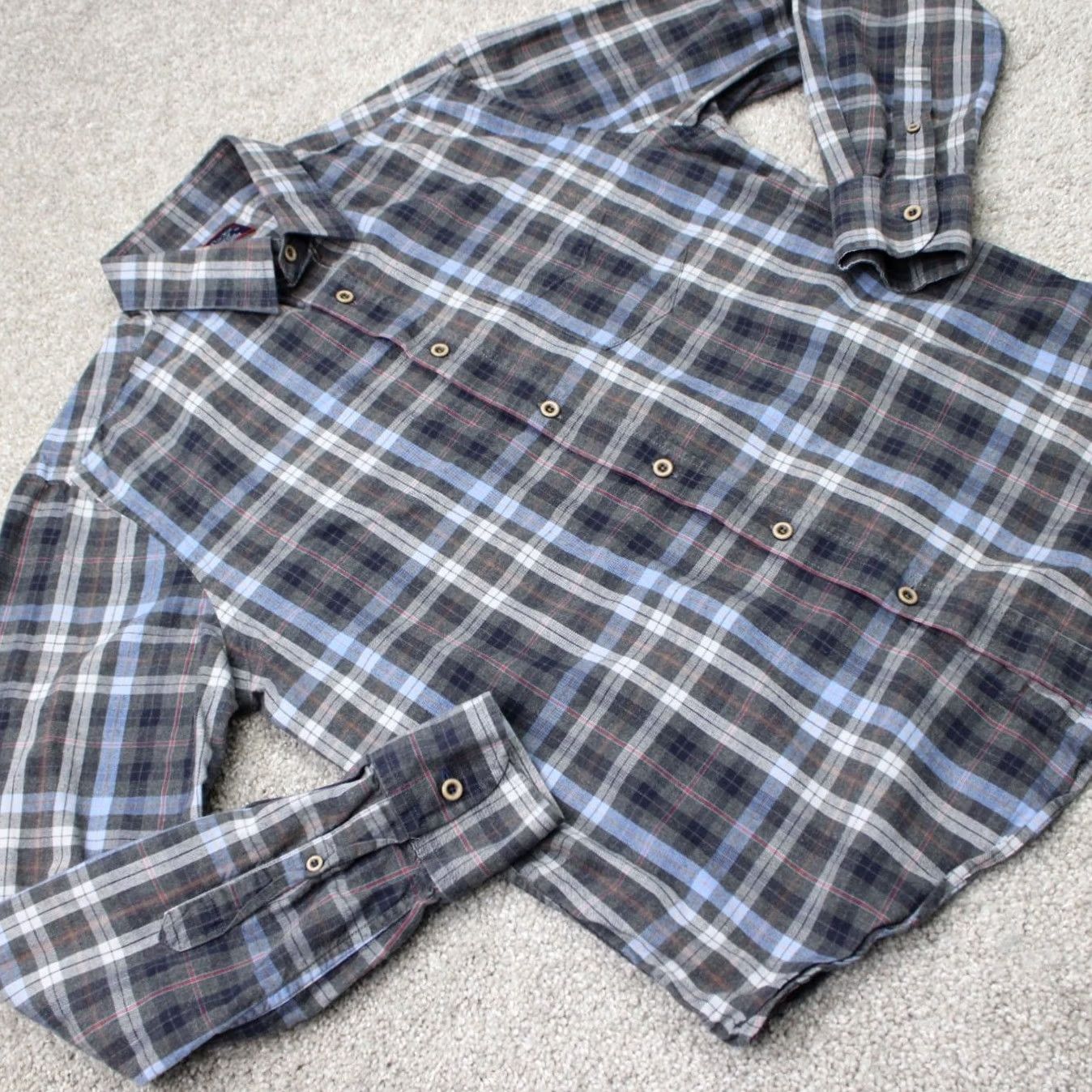 UNTUCKit UNTUCKit Shirt Mens Medium Gray/Blue Carano Slim Fit 100% Cotton Long Sleeve Button-Up Shirt Womens? Size US M / EU 48-50 / 2 - 5 Thumbnail
