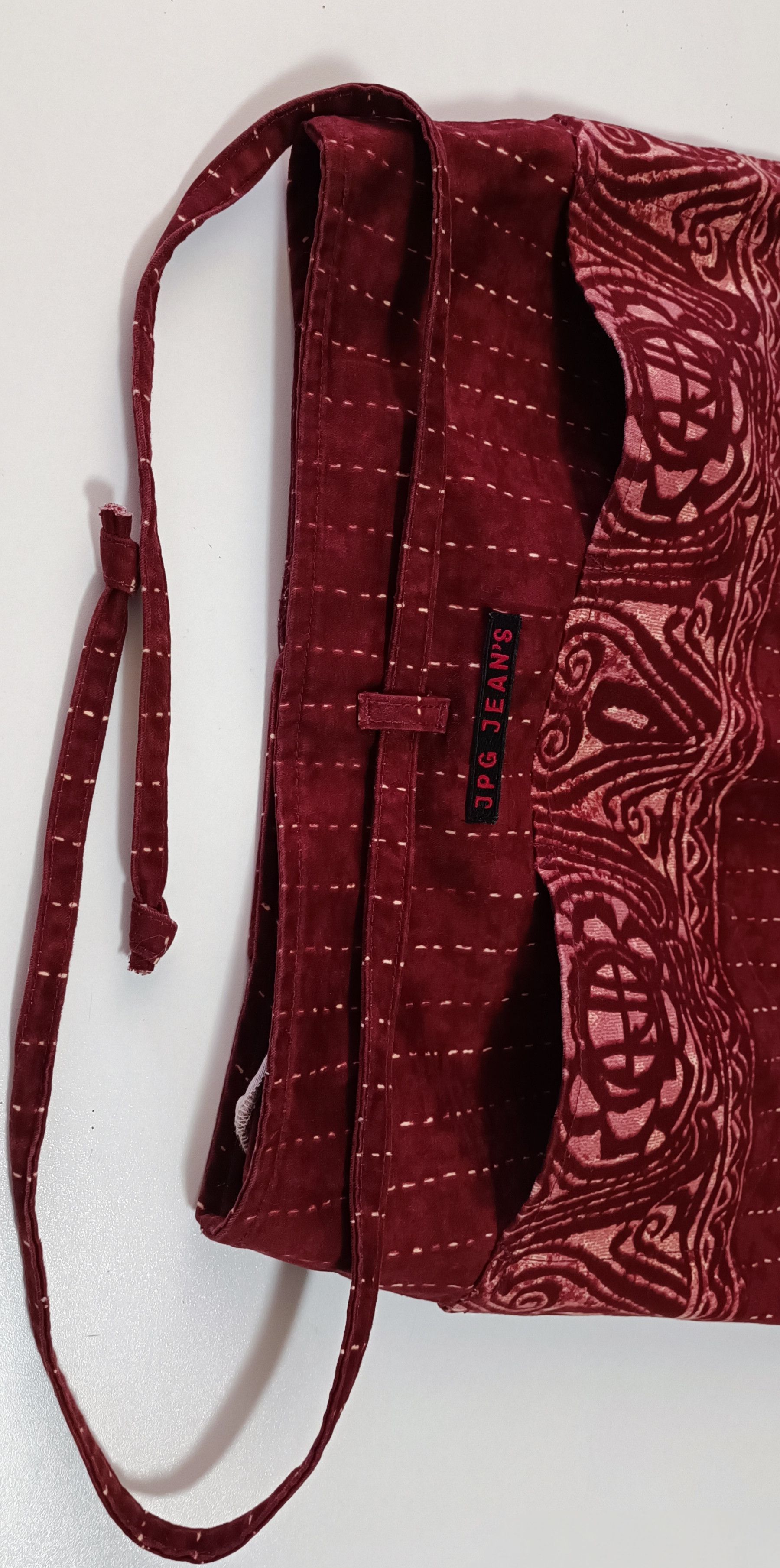 Jean Paul Gaultier 90's- Burgundy maxi skirt with ethnic print. Size 28" / US 6 / IT 42 - 12 Thumbnail