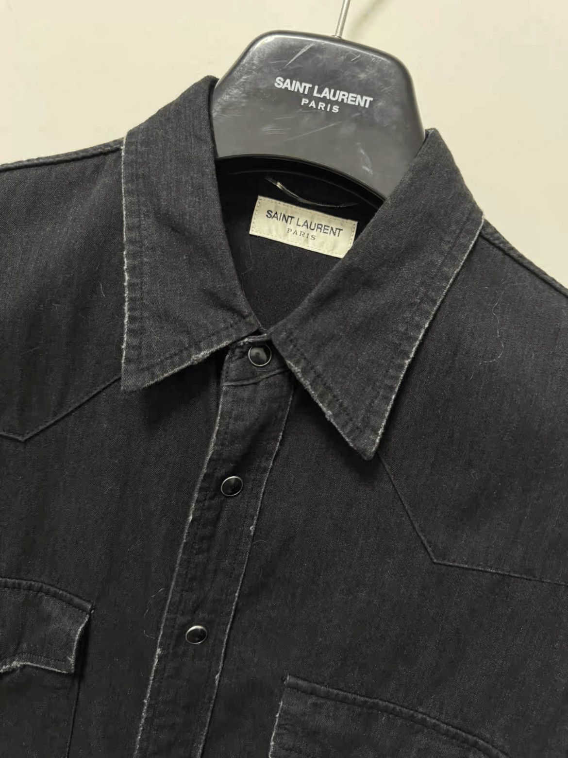 Saint Laurent Paris Saint Laurent Paris by Hedi 16SS Distressed Denim Shirt Size US S / EU 44-46 / 1 - 4 Thumbnail