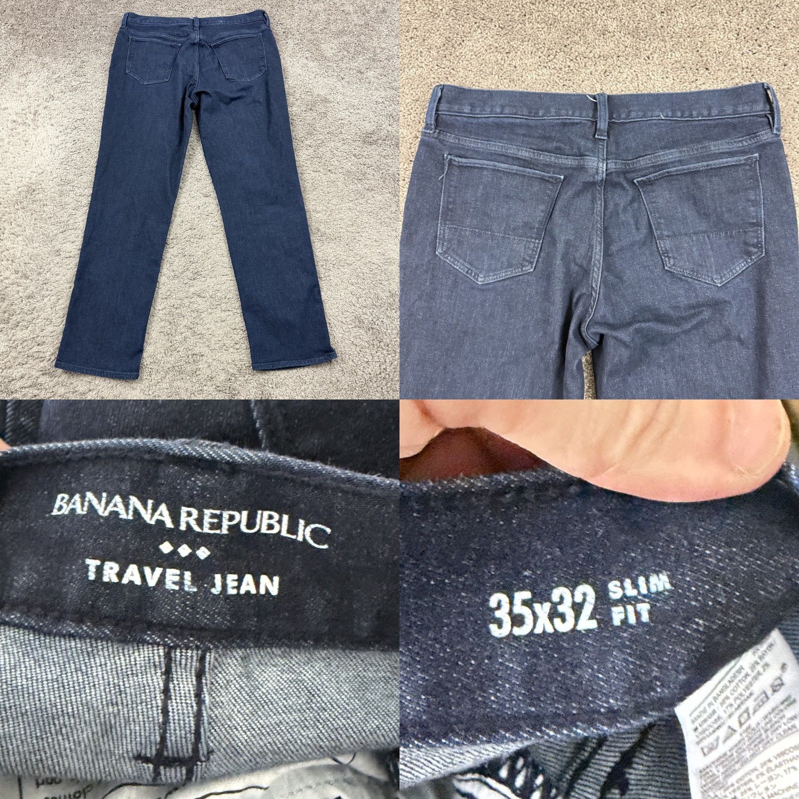 Banana Republic Banana Republic Jeans Men 35 Slim Fit Dark Wash Denim Stretch Low Rise Travel Jeans Slim Straight Mens Blue 32 Inseam 34x30 Pattern Solid Logo Accents Size US 34 / EU 50 - 8 Thumbnail