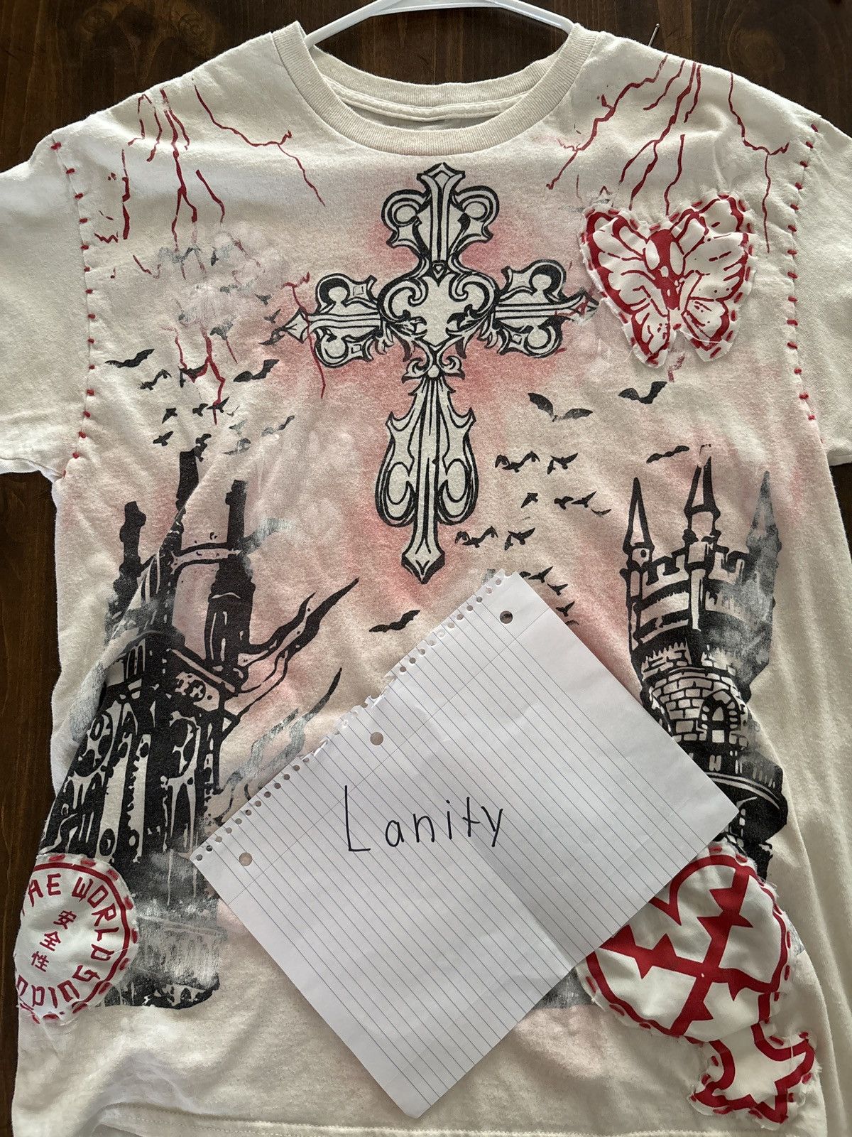 Other Custom Gothic Cross Patchwork Distressed T-Shirt Size US XL / EU 56 / 4 - 9 Thumbnail