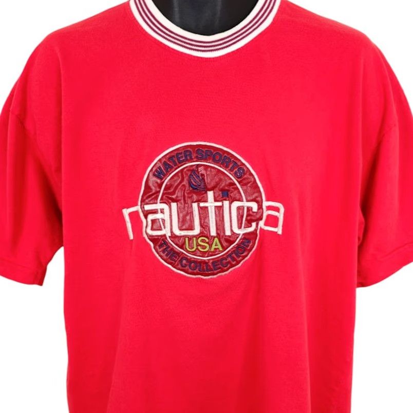 Nautica VINTAGE Nautica T Shirt Mens XL Red 90s Sailing Yacht Made In USA Shirt Mens XL Red 90s Nautica Boating Yacht Racing Fan Tee Size US XL / EU 56 / 4 - 2 Thumbnail