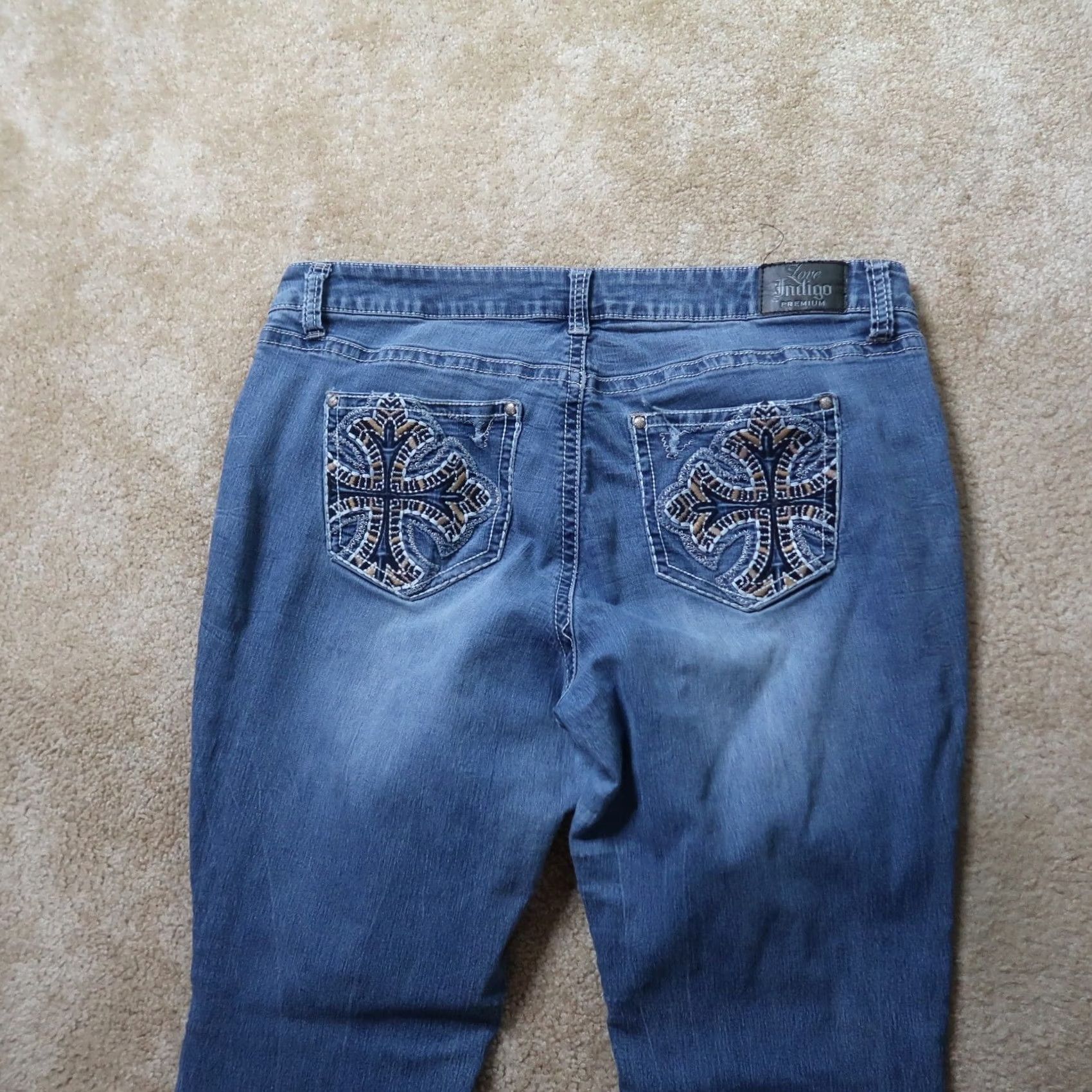 Denime Love Indigo Bootcut Jeans Women's 18W Blue Denim Stretch Pants Mid Dirt Blue? Size 40" / US 18 - 5 Thumbnail