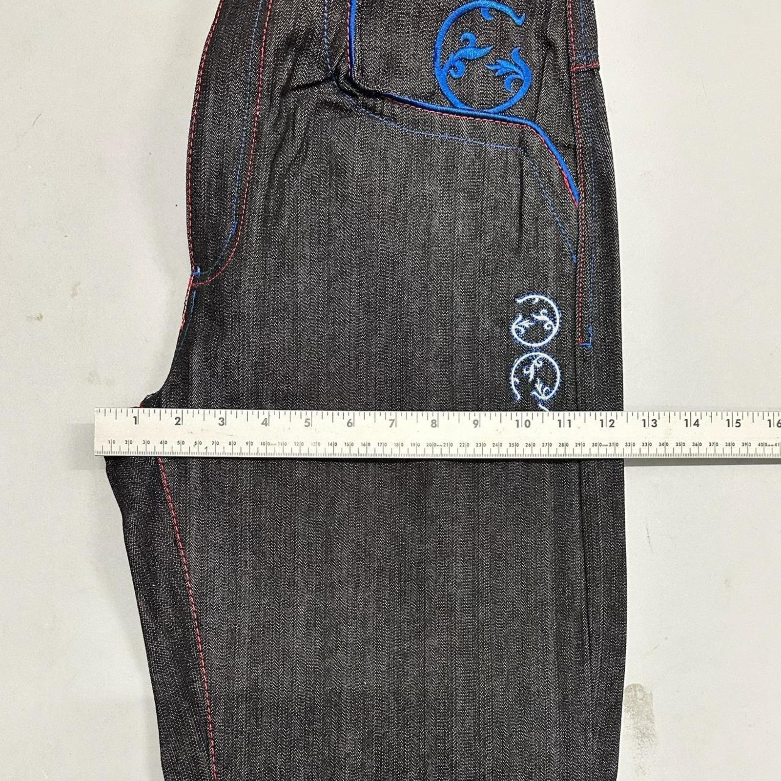 Vintage Vintage baggy y2k noiz black raw denim embroidered Size US 34 / EU 50 - 5 Thumbnail