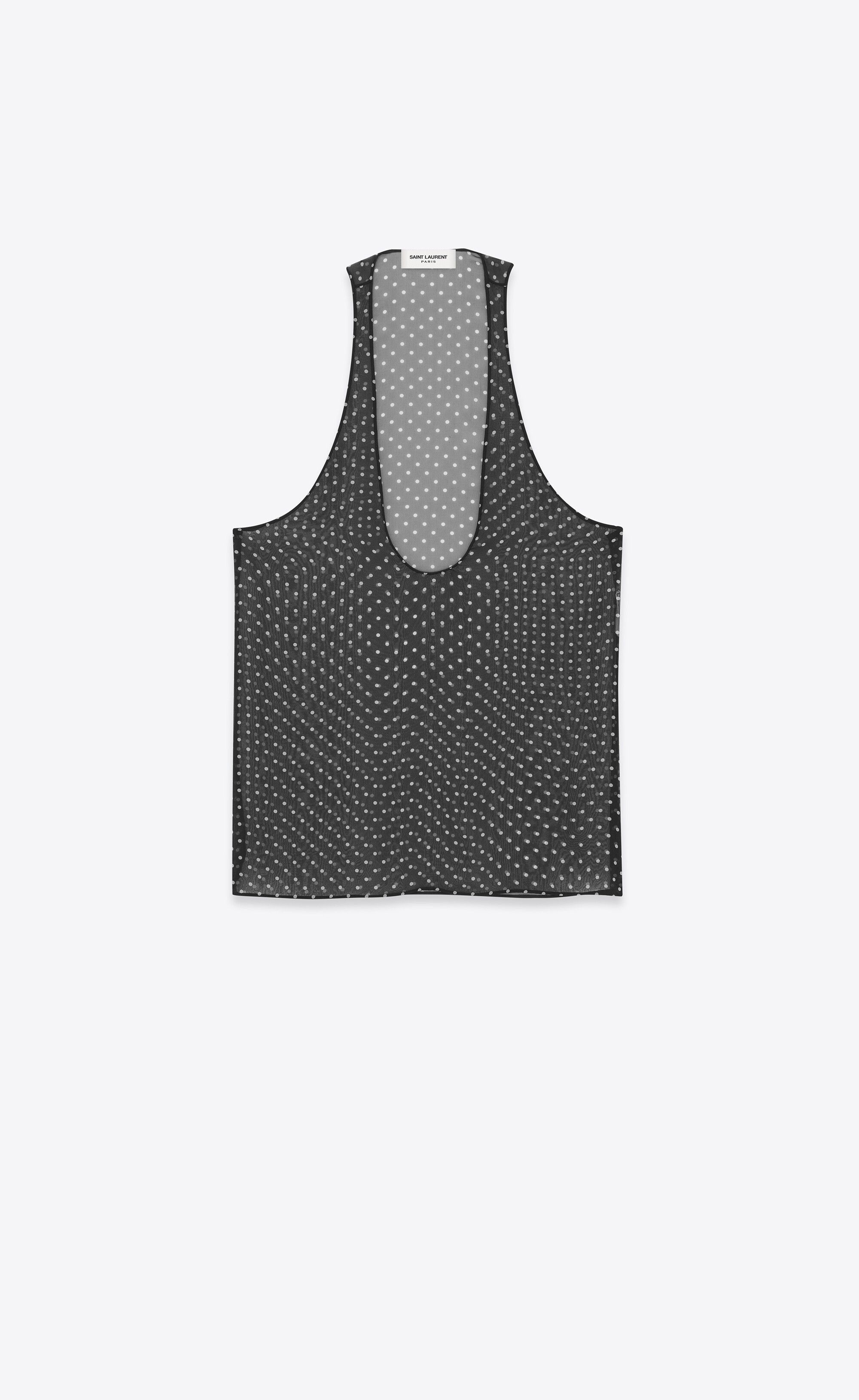 Saint Laurent Paris o1s1wg111124 Dup / Tank Top Dotted Silk Muslin Black/White Size XS / US 0-2 / IT 36-38 - 1 Thumbnail