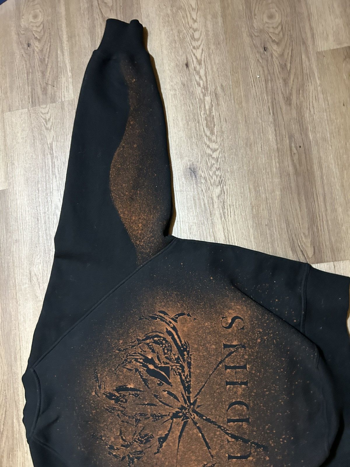 Other BUDHIS Hand-Distressed Black Crewneck – Botanical Bleach Dye Size US M / EU 48-50 / 2 - 3 Thumbnail