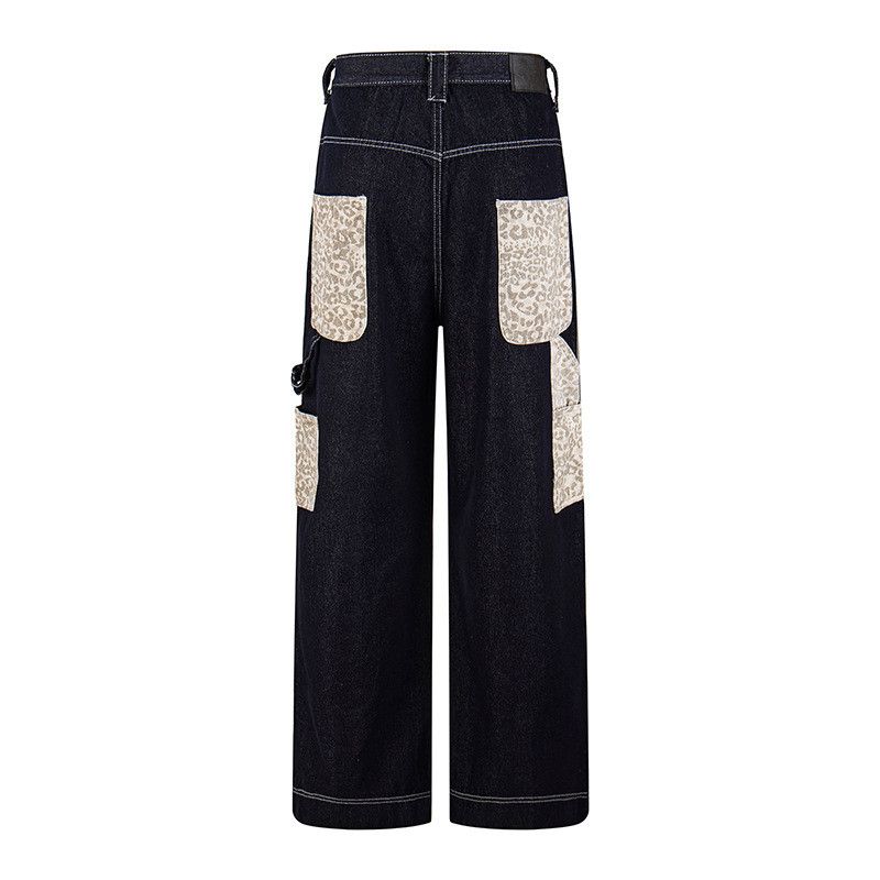 Jean American Retro Leopard-Print Pocket Wide-Leg Jeans Size US 32 / EU 48 - 2 Thumbnail