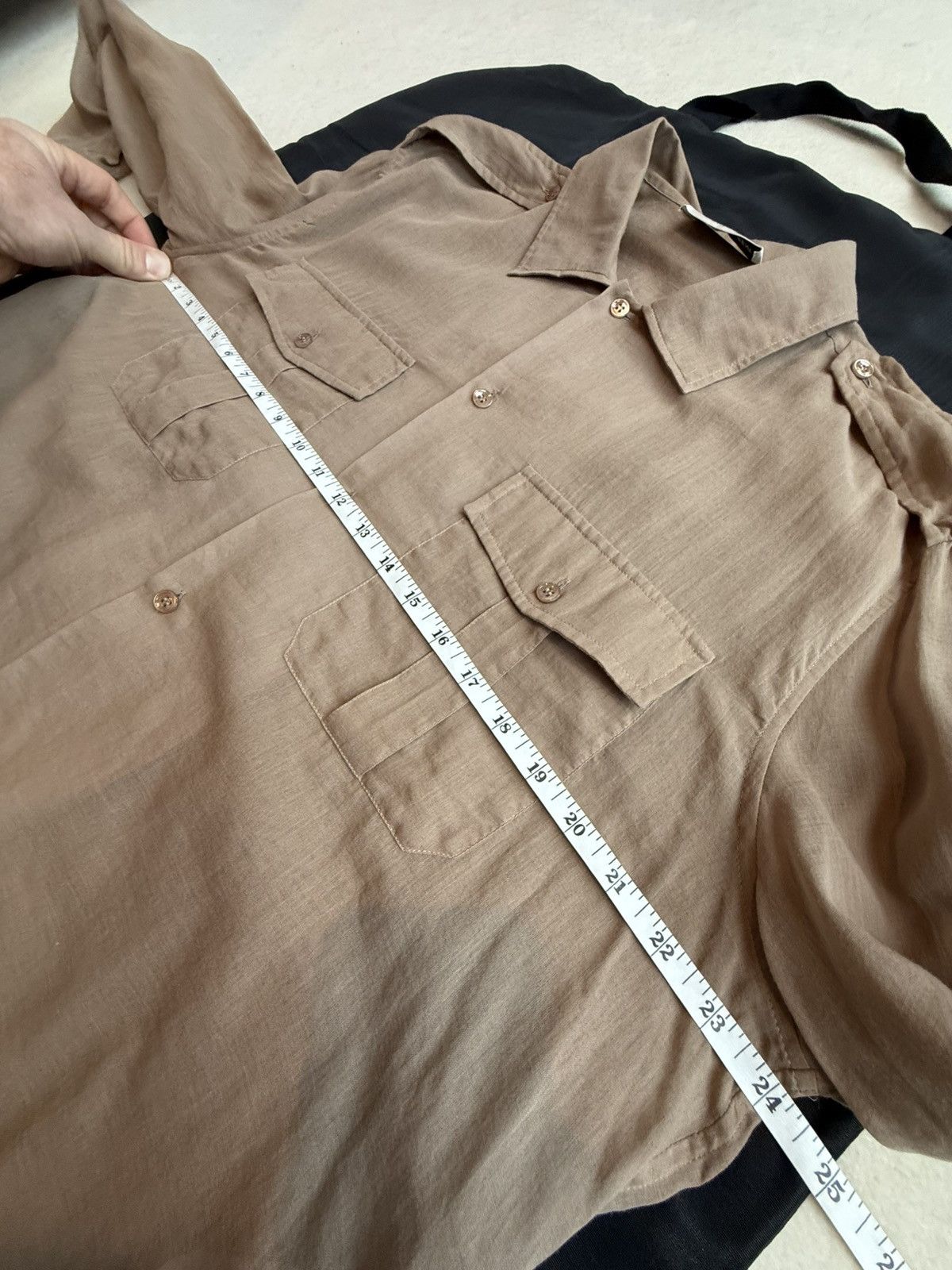 Saint Laurent Paris $1.1k SS23 Saint Laurent camo khaki army style sheer shirt L Size US L / EU 52-54 / 3 - 3 Thumbnail