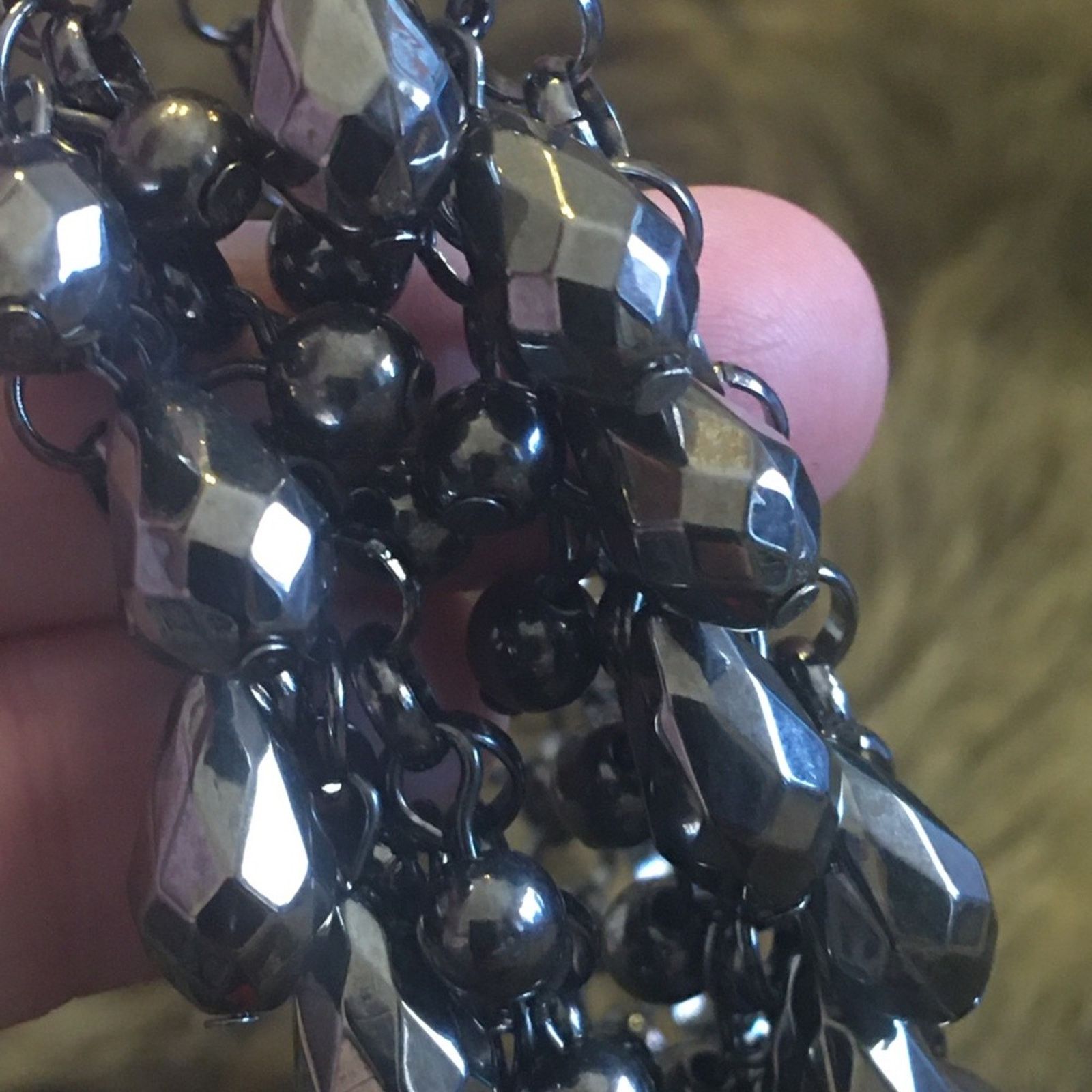 Jewelry Shiny chrome tone faceted bead bib necklace Size ONE SIZE - 7 Thumbnail