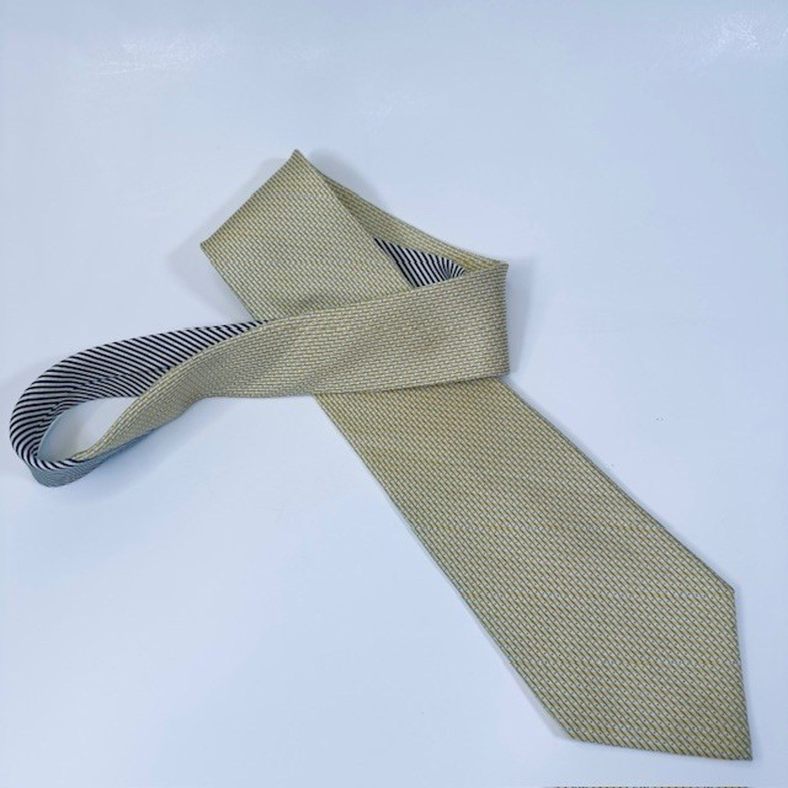 Tommy Hilfiger Tommy Hilfiger Men's Neck Tie Silk Gold/Beige/Blue Geometric Size ONE SIZE - 6 Thumbnail