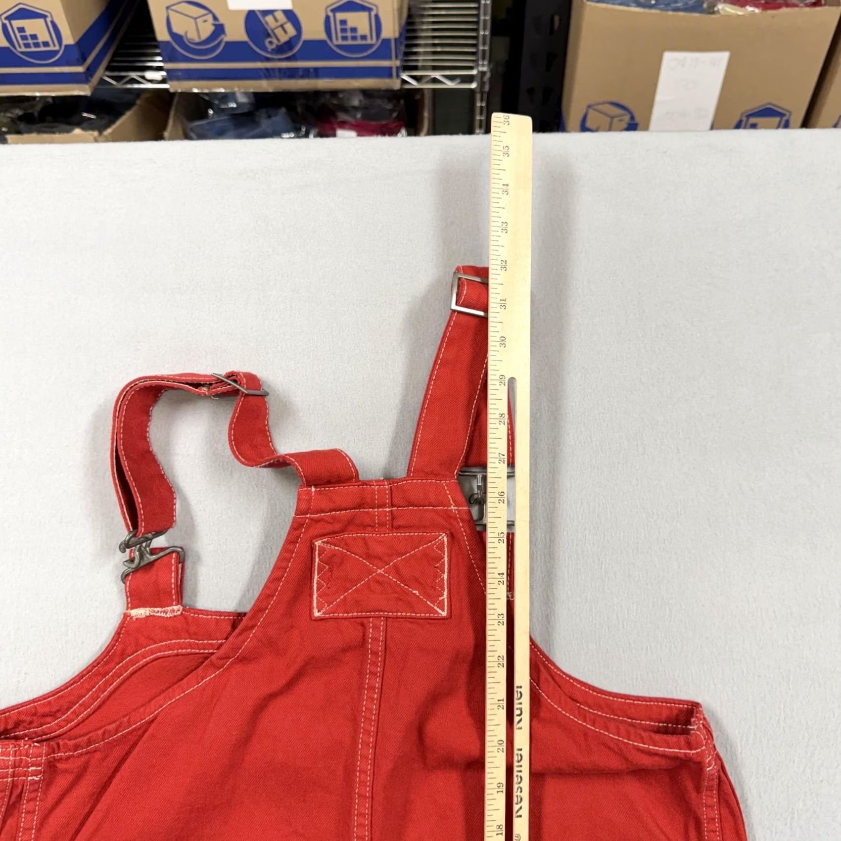 Vintage We The Free Overall Dress Womens Small Red Twill Pinafore Mini Pockets Size 28" / US 6 / IT 42 - 6 Thumbnail