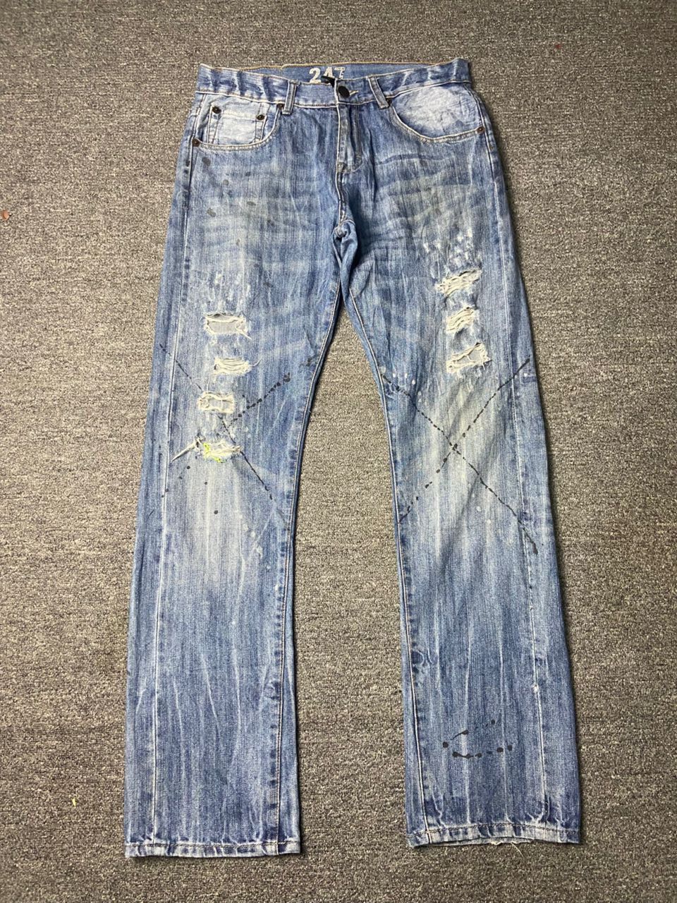 Japanese Brand Vintage SNUFF 247 Distressed Ripped Jeans (141) Size US 33 - 1 Thumbnail