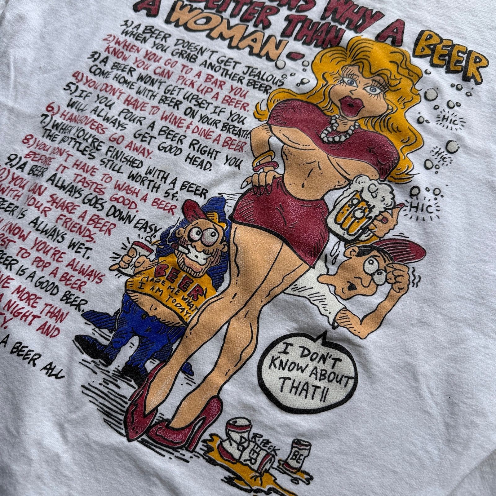 Other Vintage 90s 15 Reasons Why A Beer Is Better Than A Woman Tee Size US XL / EU 56 / 4 - 4 Thumbnail
