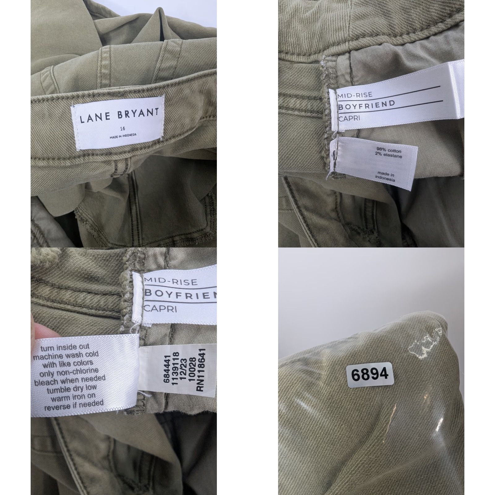 Vintage Lane Bryant Green Capri Pants Women Plus 16 Stretch Comfort Mid-Rise Size 38" / US 16 / IT 52 - 8 Thumbnail