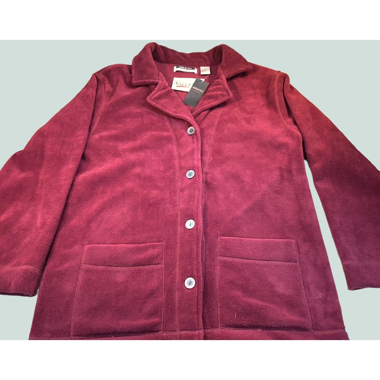 Vintage VINTAGE Lesley Fay Sport Maroon Fleece Jacket Coat 2 Pockets Sz Small NWT Womens Jacket Fleece Sports Red Size S / US 4 / IT 40 - 1 Thumbnail