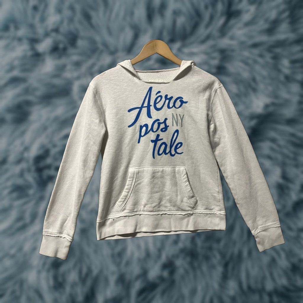Aeropostale Aeropostale Sweater Hooded Womens Small P White Pullover Hoodie Casual Outdoors Logo Pattern Solid Size S / US 4 / IT 40 - 1 Thumbnail