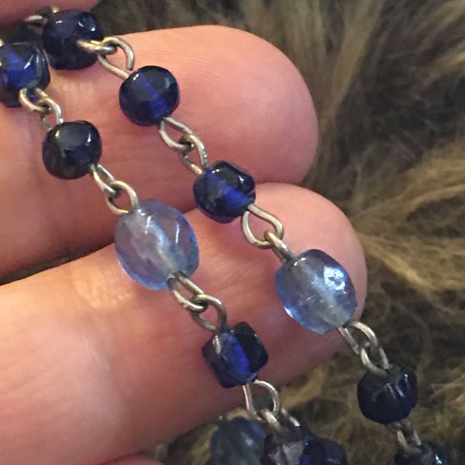 Jewelry Blue glass medallion beaded chain necklace Size ONE SIZE - 8 Thumbnail
