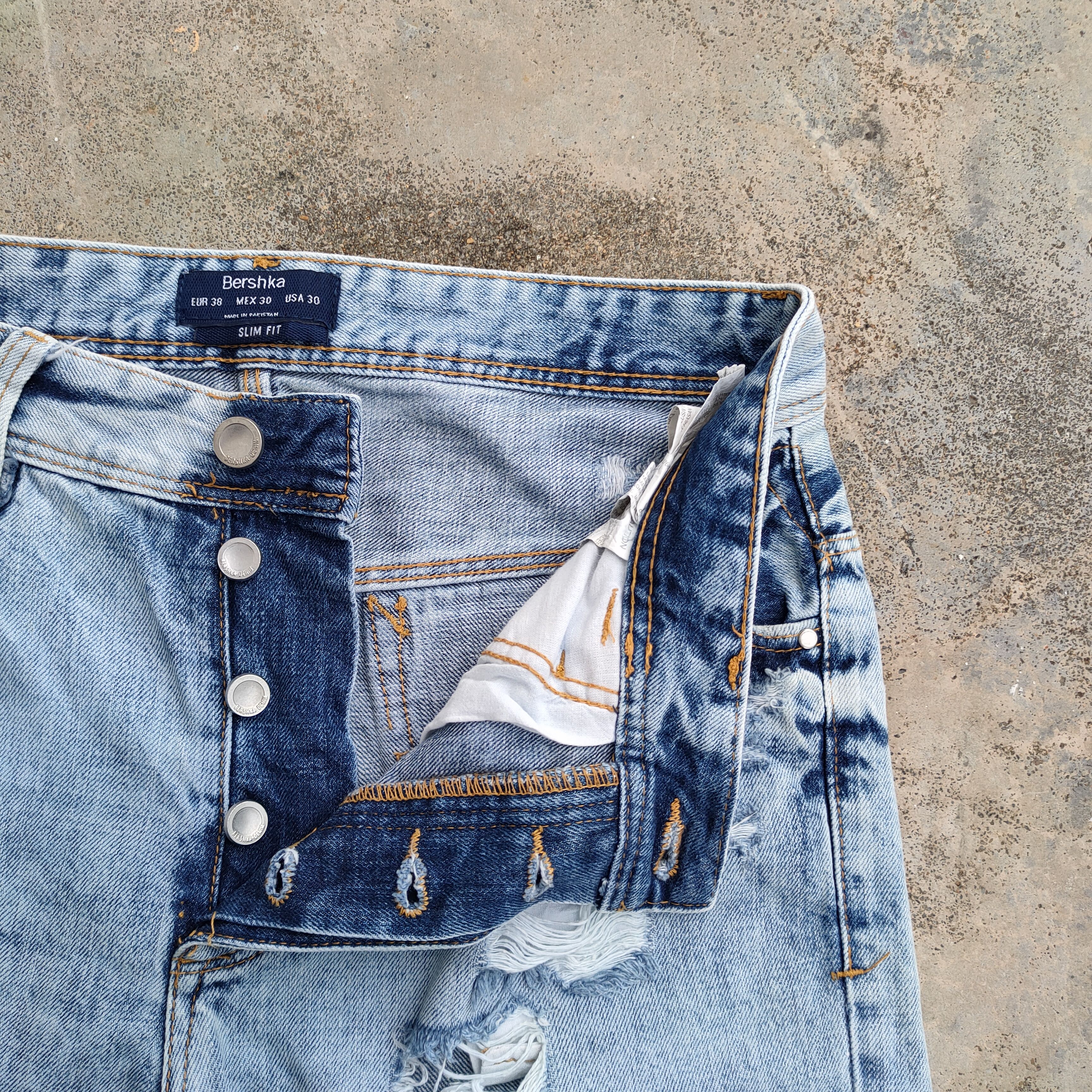 Bershka VINTAGE BERSHKA BORO PATCHWORK DISTRESSED JEANS DENIM PANTS Size US 31 - 8 Thumbnail