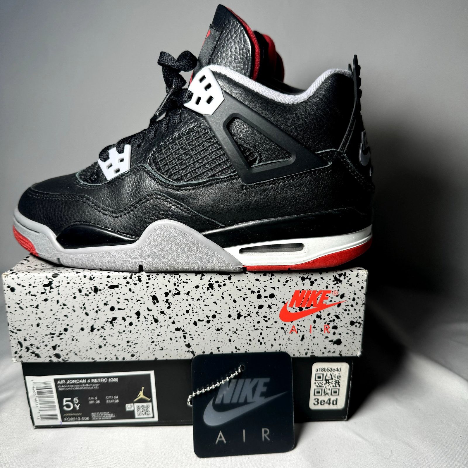 Jordan Brand × Nike Size 5.5 - Air Jordan 4 Retro GS Bred Reimagined Men's Shoes Size US 5.5 / EU 38 - 9 Thumbnail