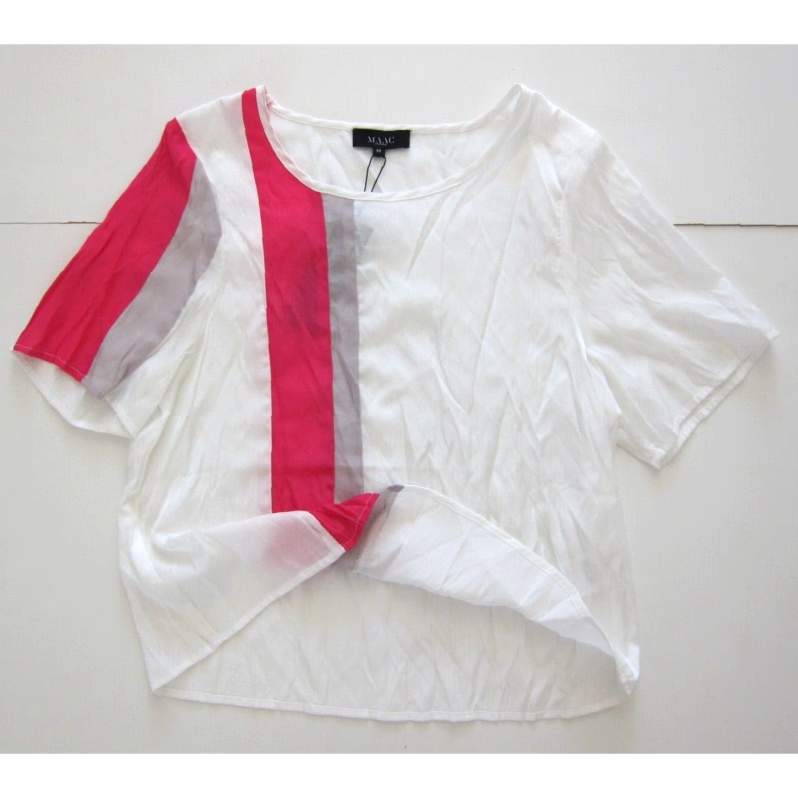 Pinko MAAC London Blouse Shirt Tunic Pink White Grey Stripe Short Sleeve NWT M Womens Size M / US 6-8 / IT 42-44 - 6 Thumbnail