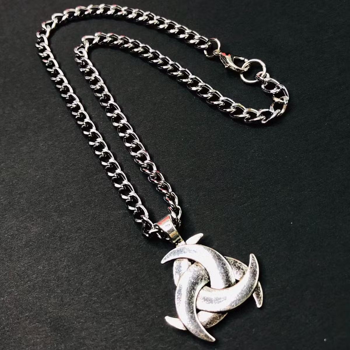 Vintage Biohazard pendant Cuban curb chain Necklace choker Size ONE SIZE - 2 Thumbnail