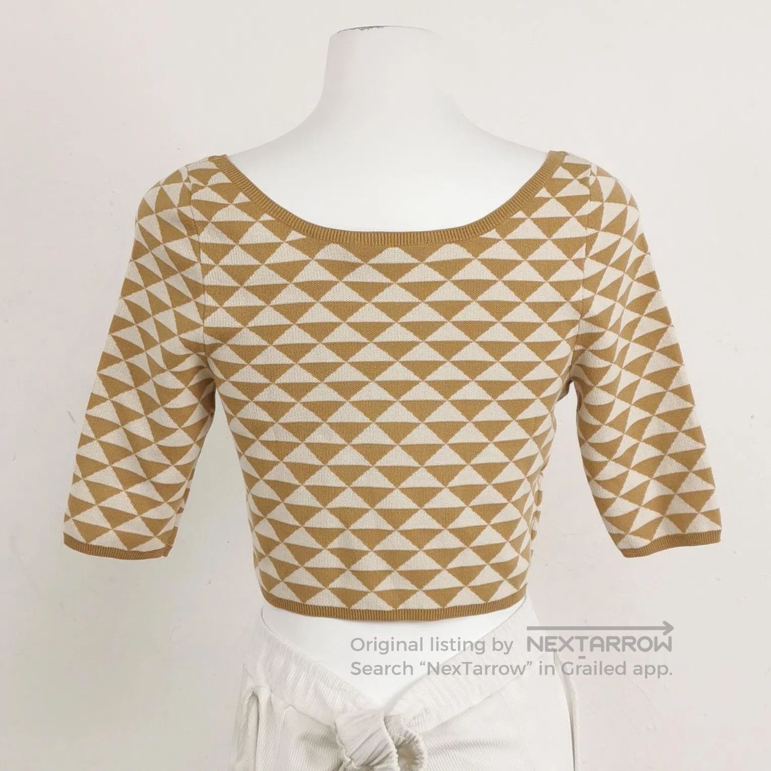 Prada Prada Color Block Knit Top in Beige . Size XS / US 0-2 / IT 36-38 - 2 Thumbnail