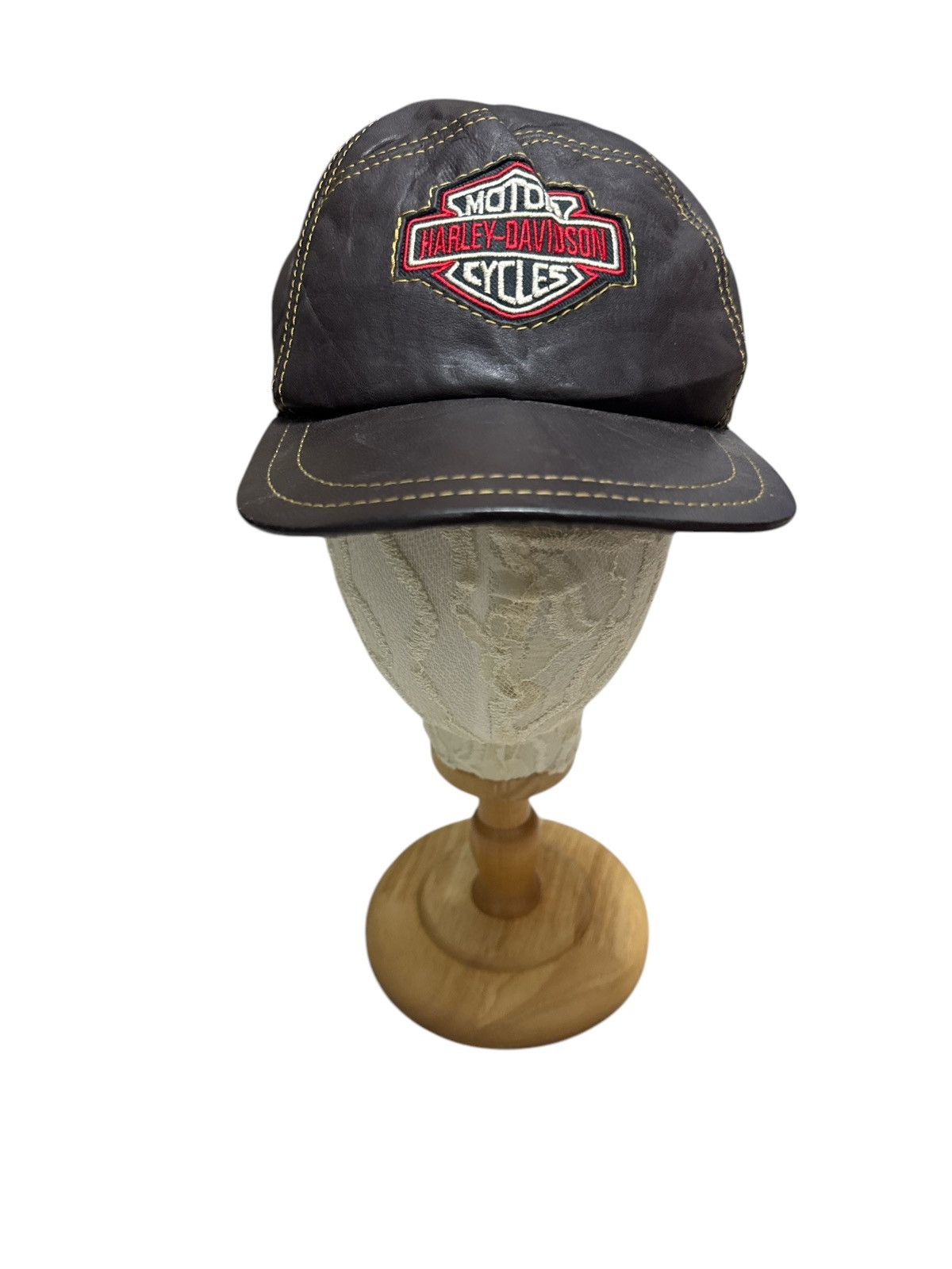 Harley Davidson × Vintage VINTAGE HARLEY DAVIDSON LEATHER ADJISTABLE CAP Size ONE SIZE - 4 Thumbnail