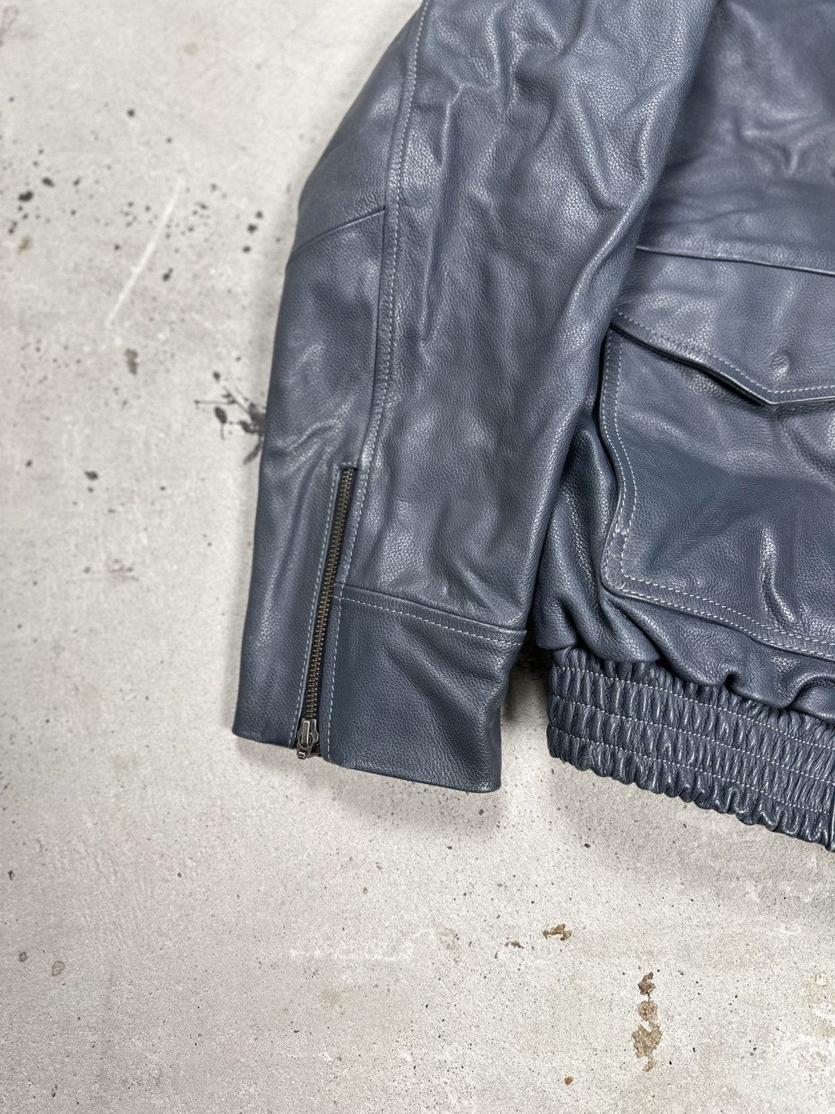 Vintage Y2K A2 Type Grey Leather Bomber Flyers Jacket