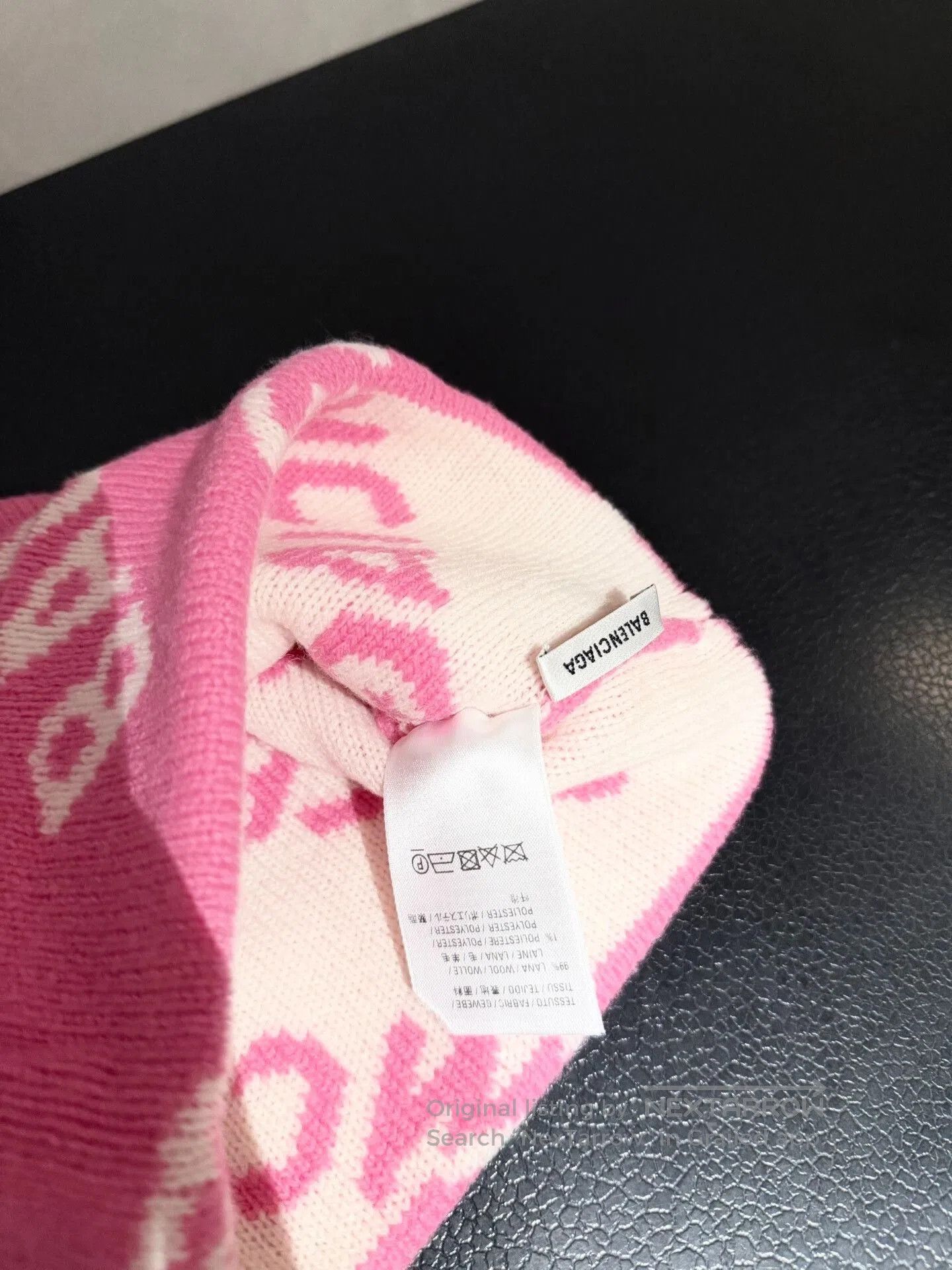 Balenciaga Balenciaga Pink White Wool Knit Beanie. Size ONE SIZE - 2 Thumbnail