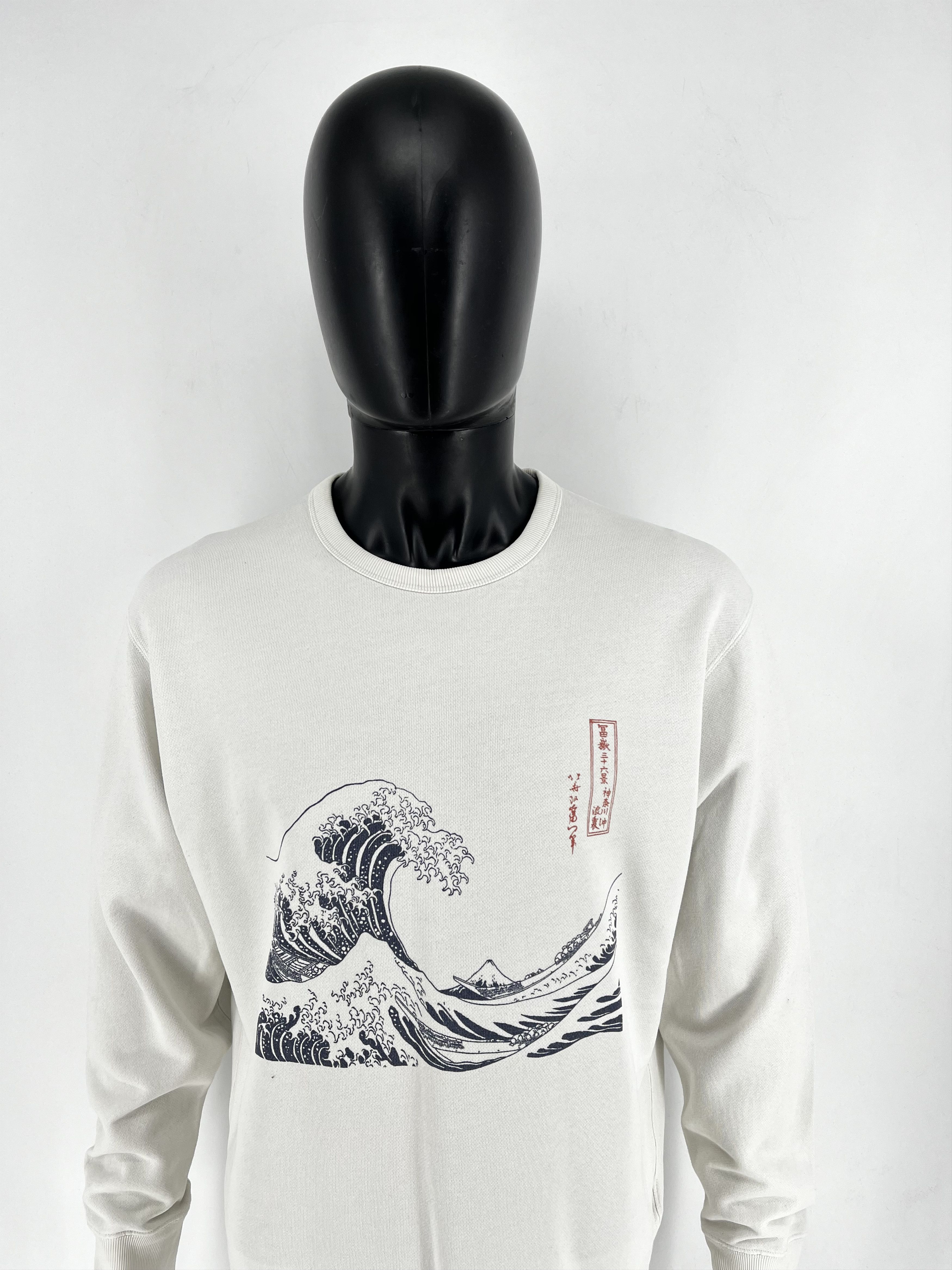 Uniqlo × Vintage Uniqlo Hokusai Blue Kanagawa Wave Graphic Crewneck Sweat Size US L / EU 52-54 / 3 - 5 Thumbnail