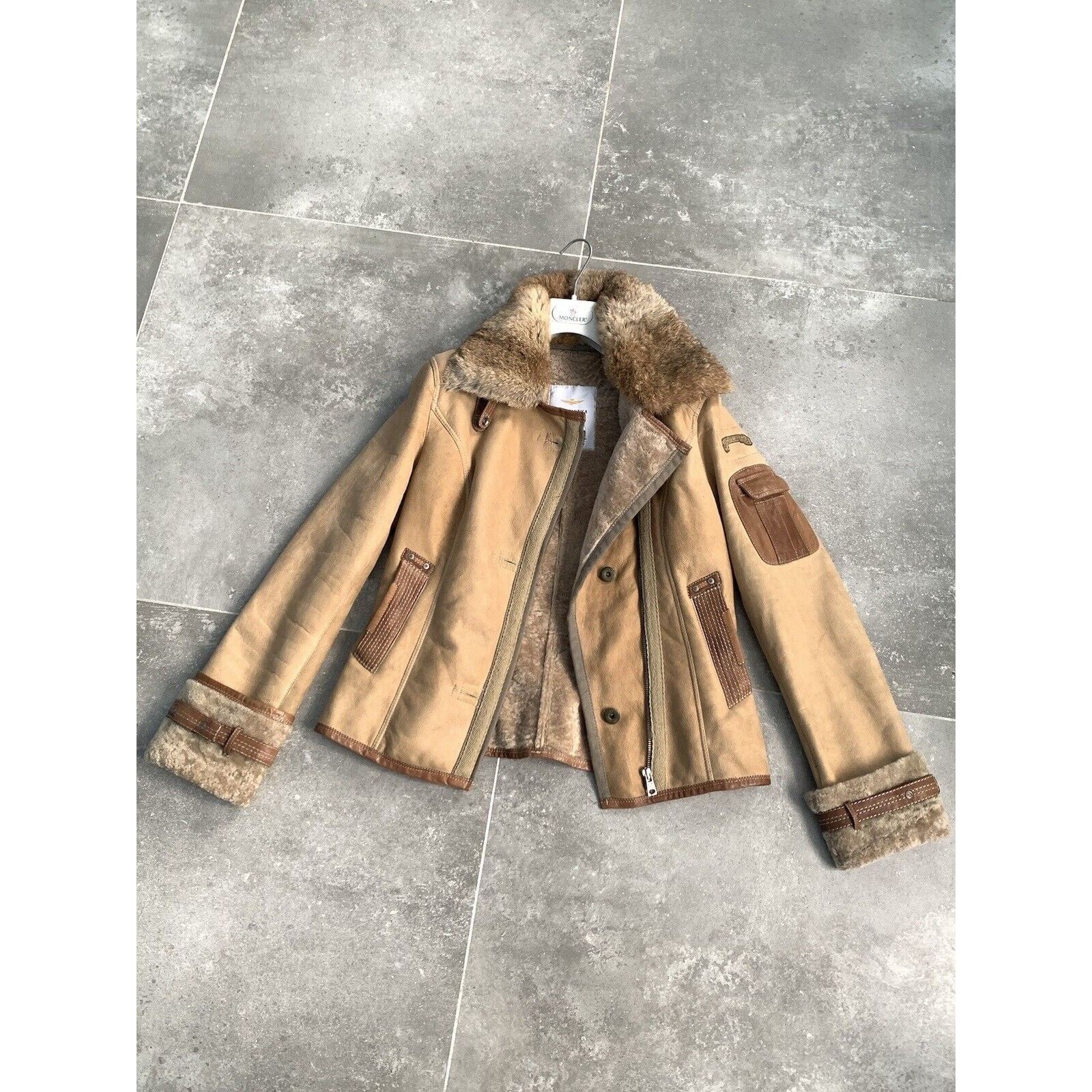 Aeronautica Militare AERONAUTICA MILITARE Sheepskin Fur Biker Jacket Coat IT 42 S Size M / US 6-8 / IT 42-44 - 5 Thumbnail
