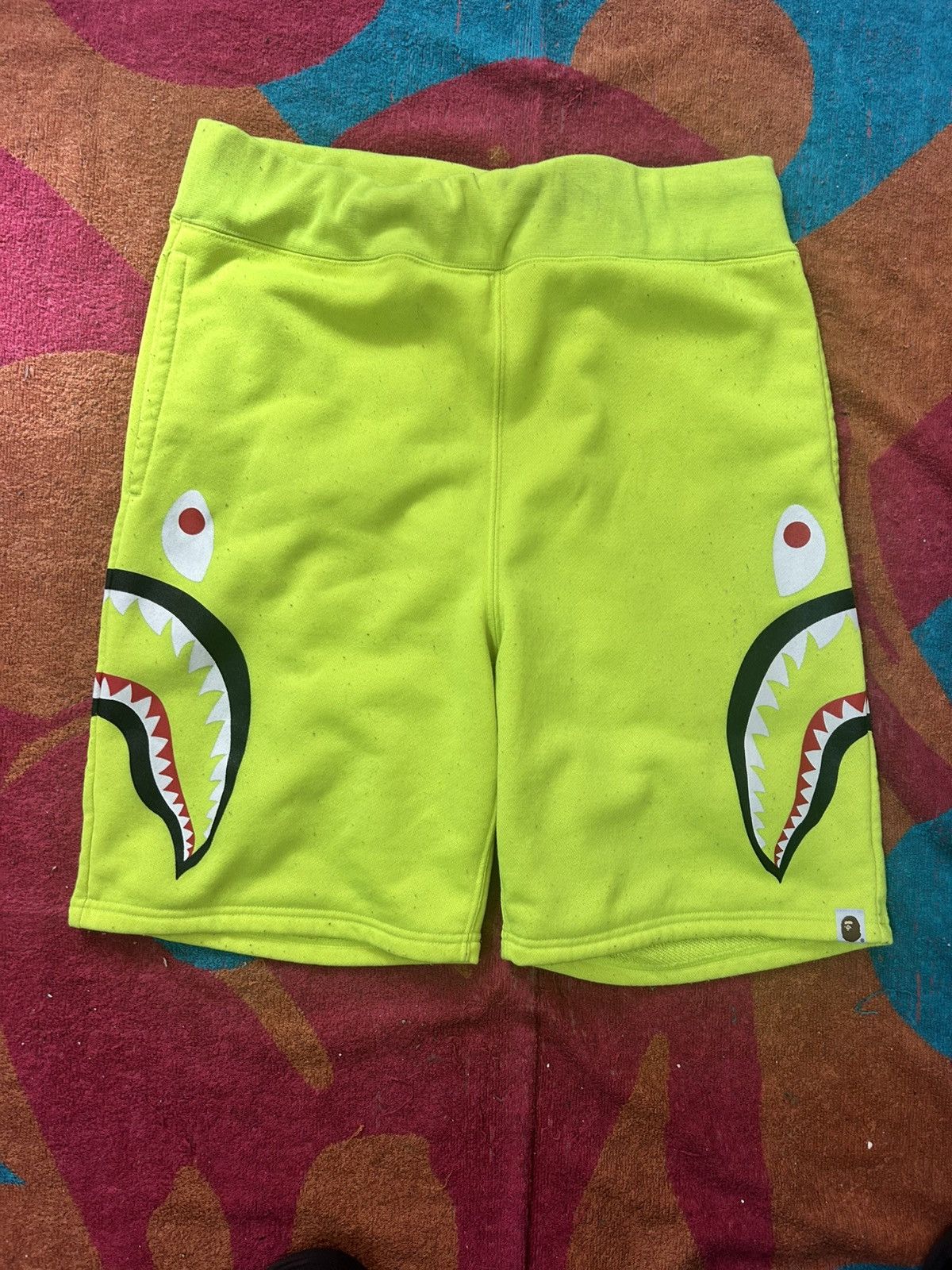 Bape Neon Shark Sweat Shorts