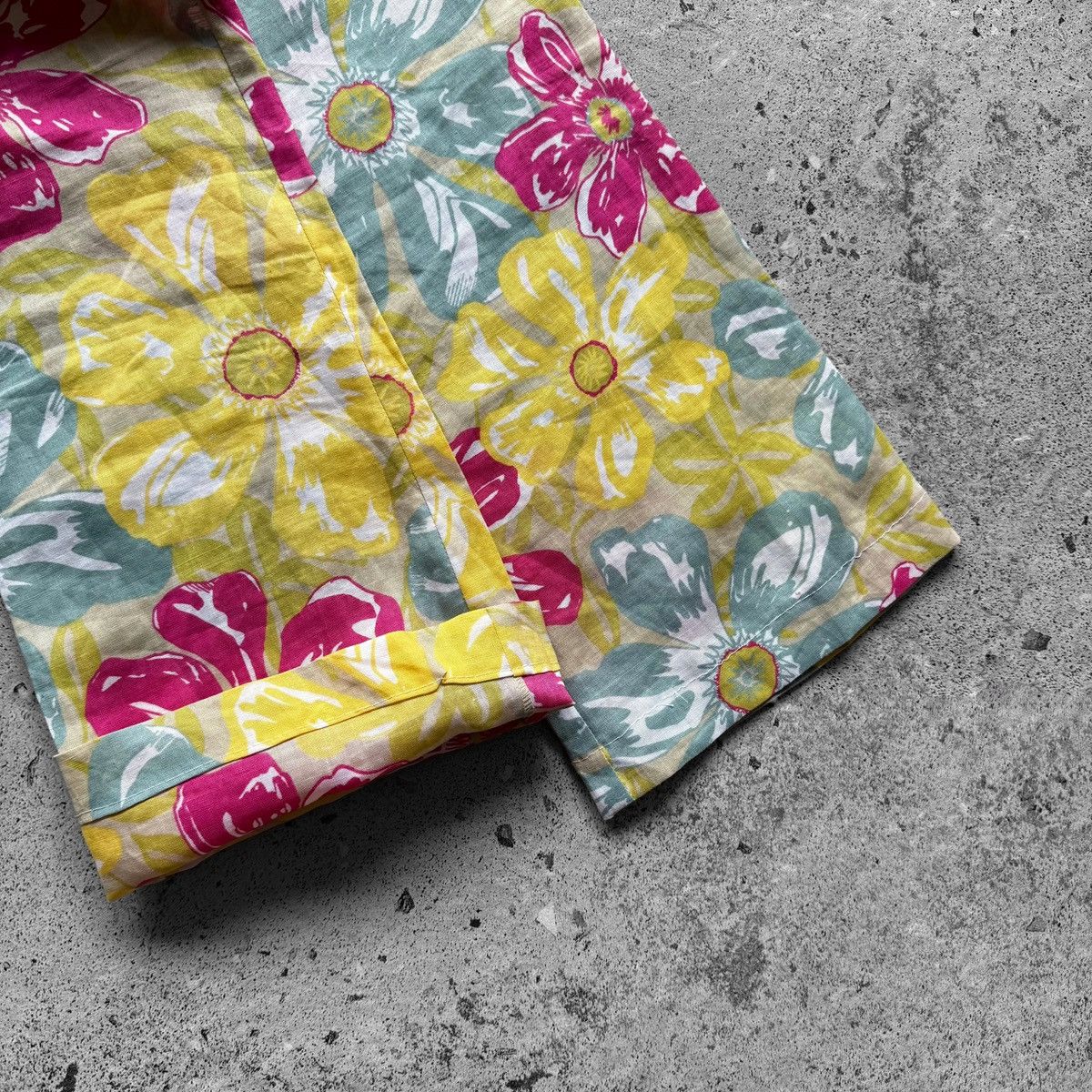Designer NAF NAF Womens Y2K Yellow Pink Floral Print Ramie Pants Size 26" / US 2 / IT 38 - 4 Thumbnail