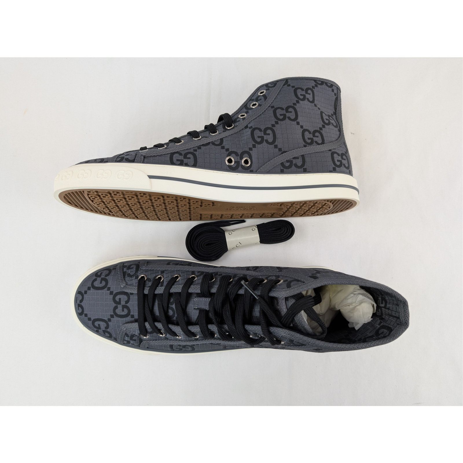 Gucci o1rshd1 GG monogram Tennis 1977 High-Top sneakers in grey Size US 12.5 / EU 45-46 - 1 Thumbnail