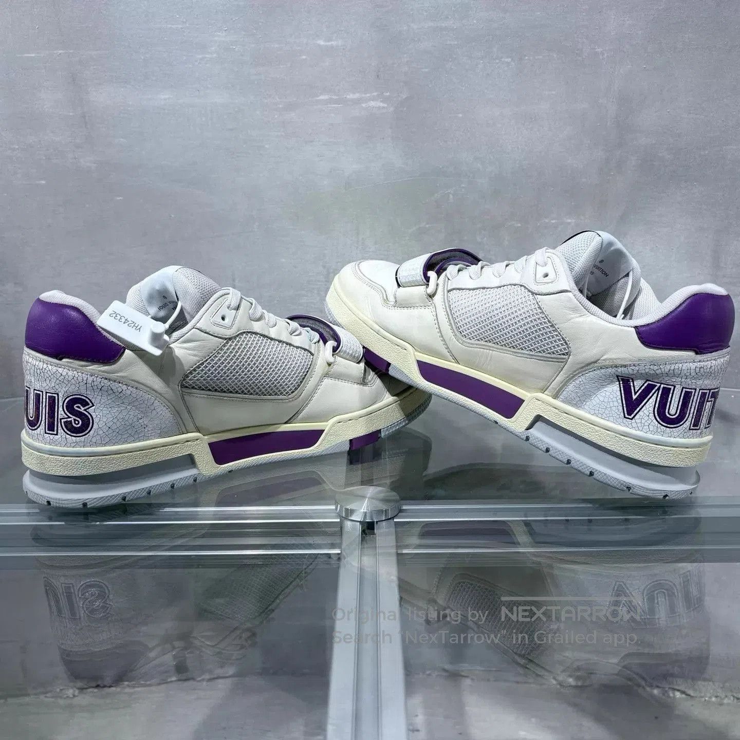 Louis Vuitton White Low-Top Sneakers with Purple Accents. Size US 9 / EU 42 - 5 Thumbnail