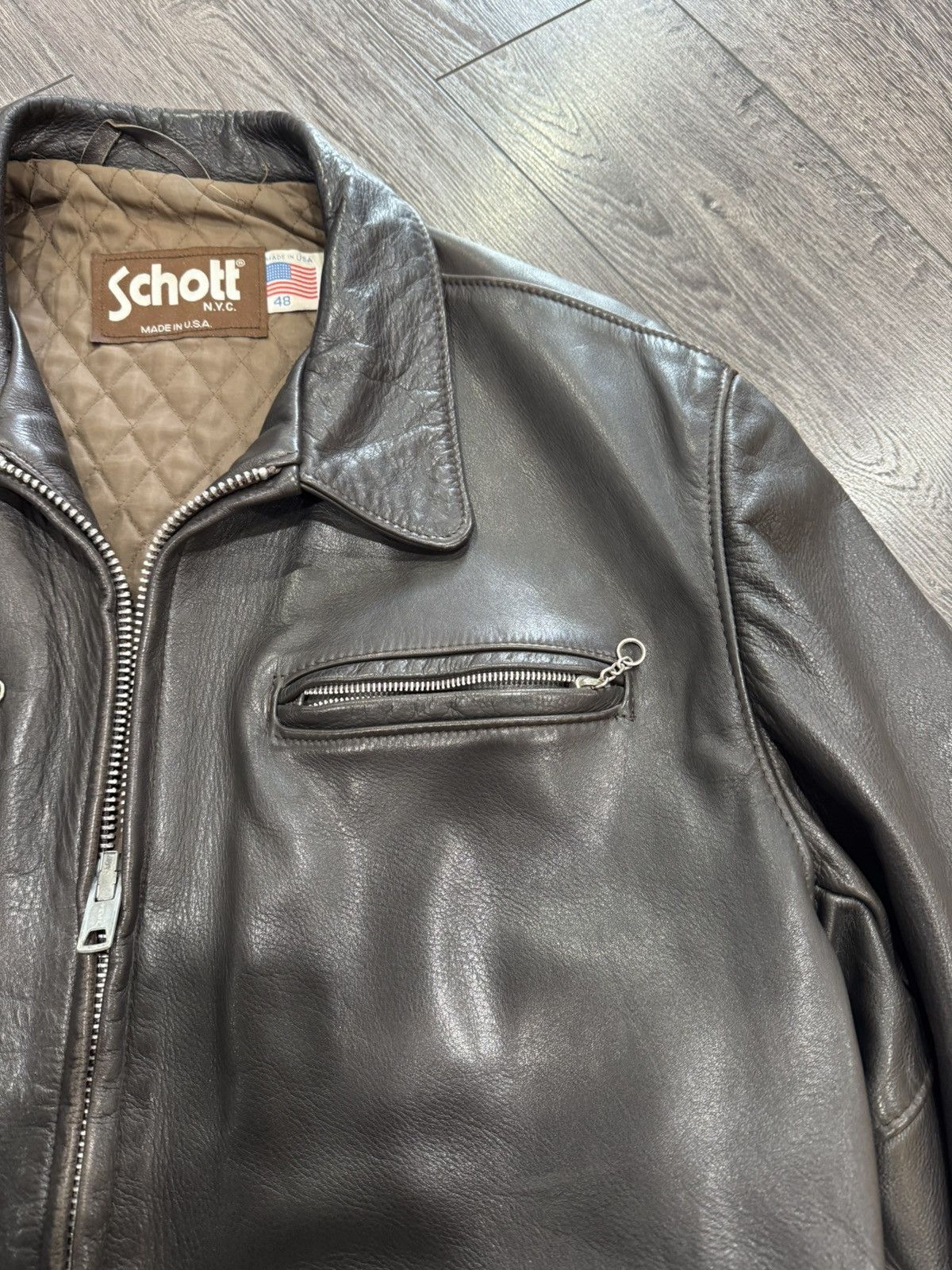 Schott Schott 544 deep brown cowhide leather jacket size 48 Usa Size US XXL / EU 58 / 5 - 11 Thumbnail